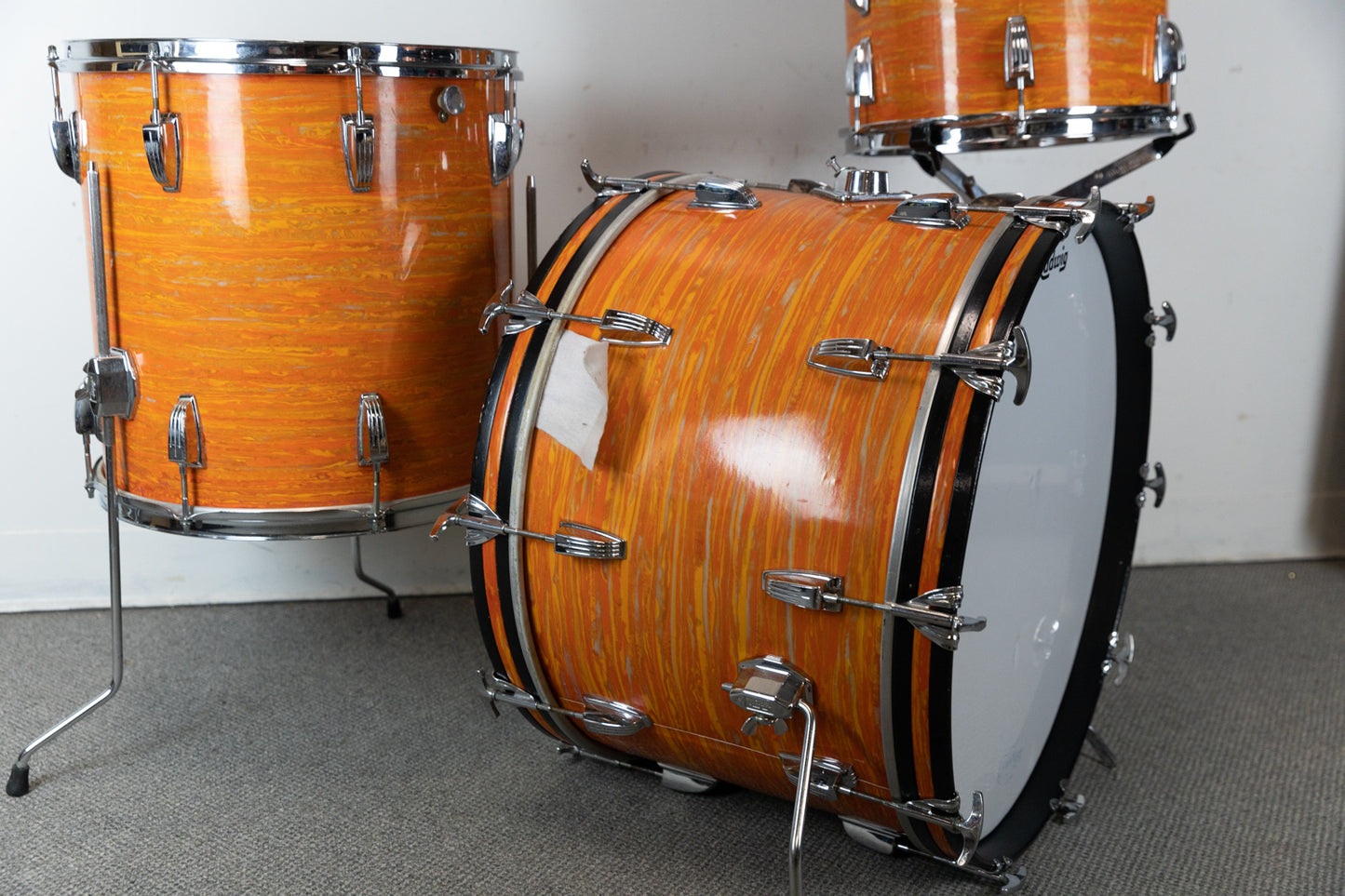 1960s Ludwig "Super Classic" Mod Orange Drum Set