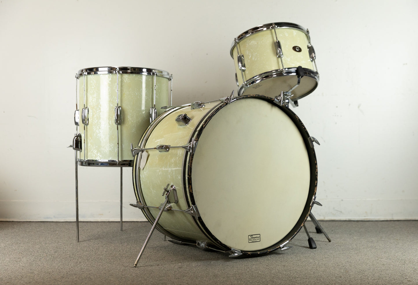 1960s Slingerland Stage Band White Marine Pearl Drum Set