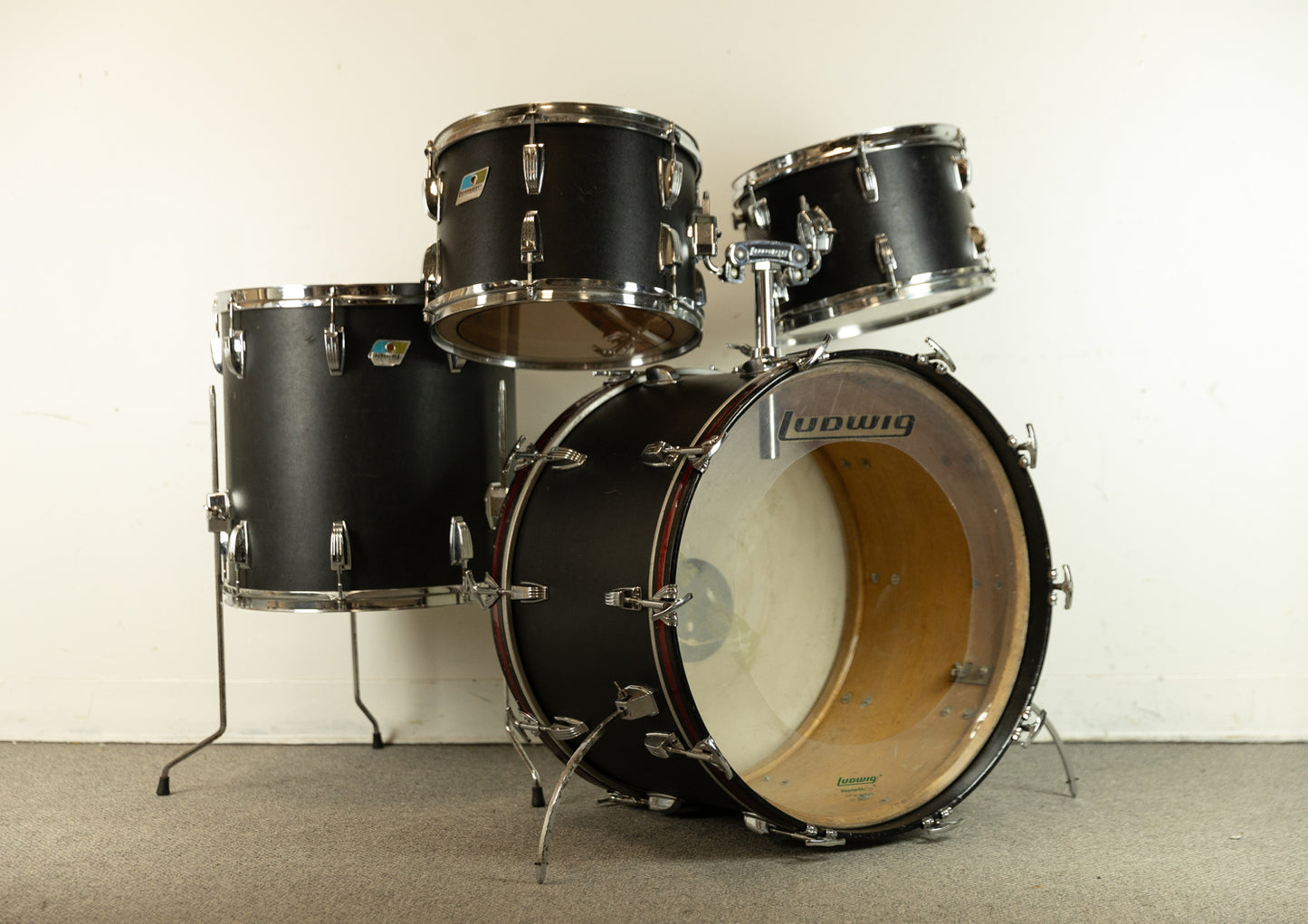 1970s Ludwig Black Panther Hollywood Drum Set