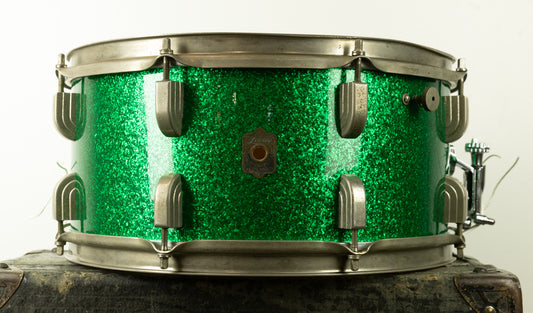 Vintage Leedy 6.5x14 Green Sparkle Broadway Standard Snare Drum