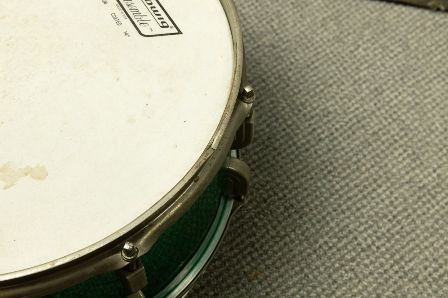 Vintage Leedy 6.5x14 Green Sparkle Broadway Standard Snare Drum
