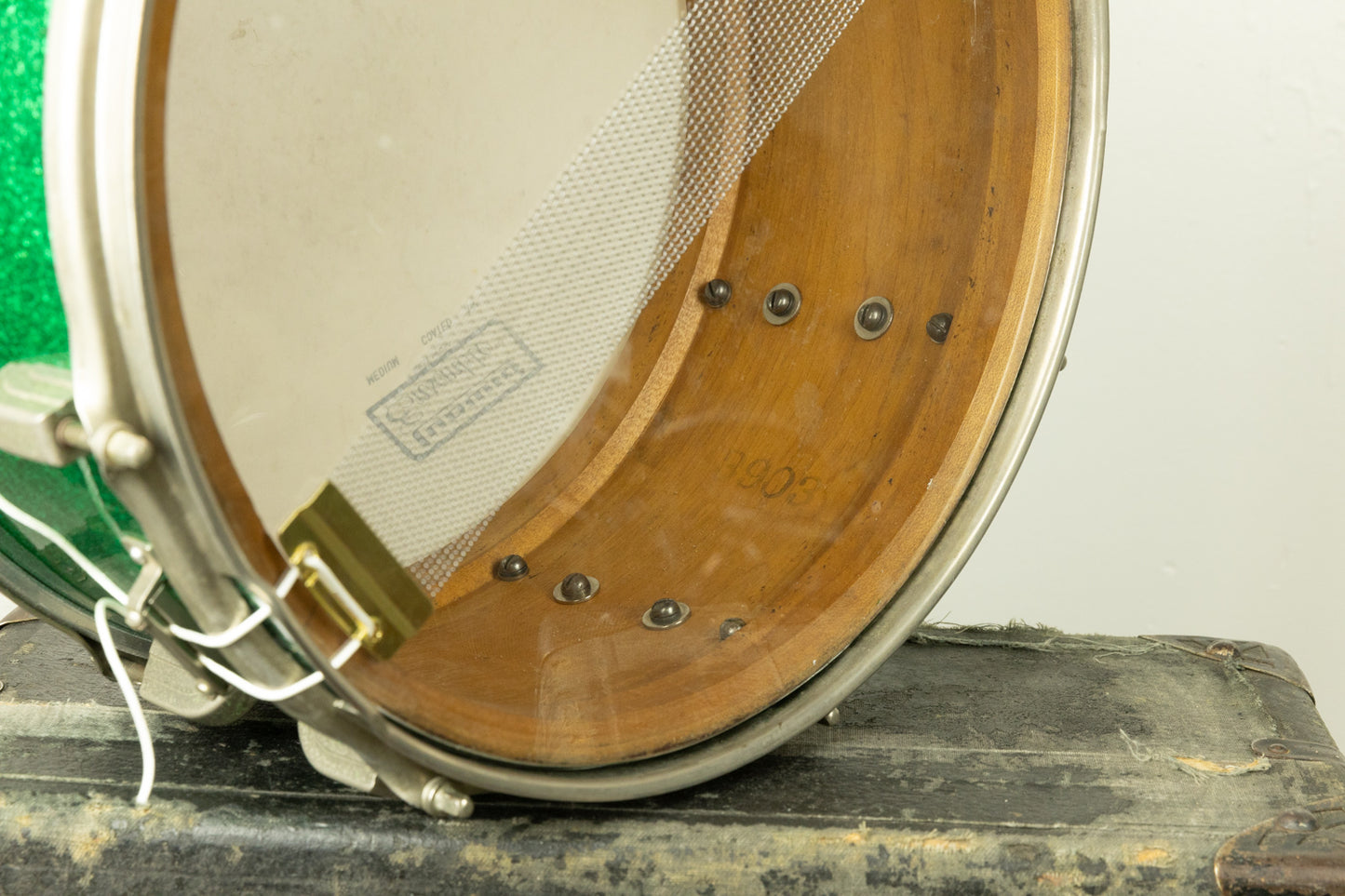 Vintage Leedy 6.5x14 Green Sparkle Broadway Standard Snare Drum
