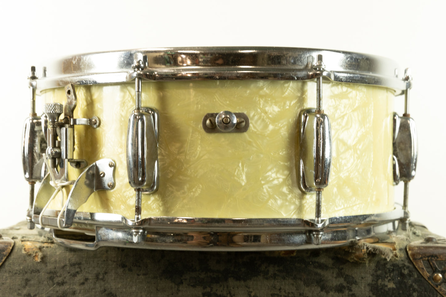 1950s Slingerland 5.5x14 White Marine Pearl Gene Krupa Radio King Snare Drum