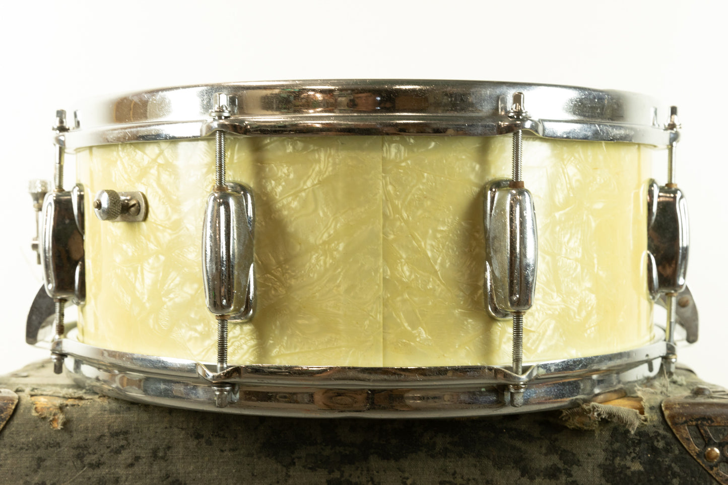 1950s Slingerland 5.5x14 White Marine Pearl Gene Krupa Radio King Snare Drum