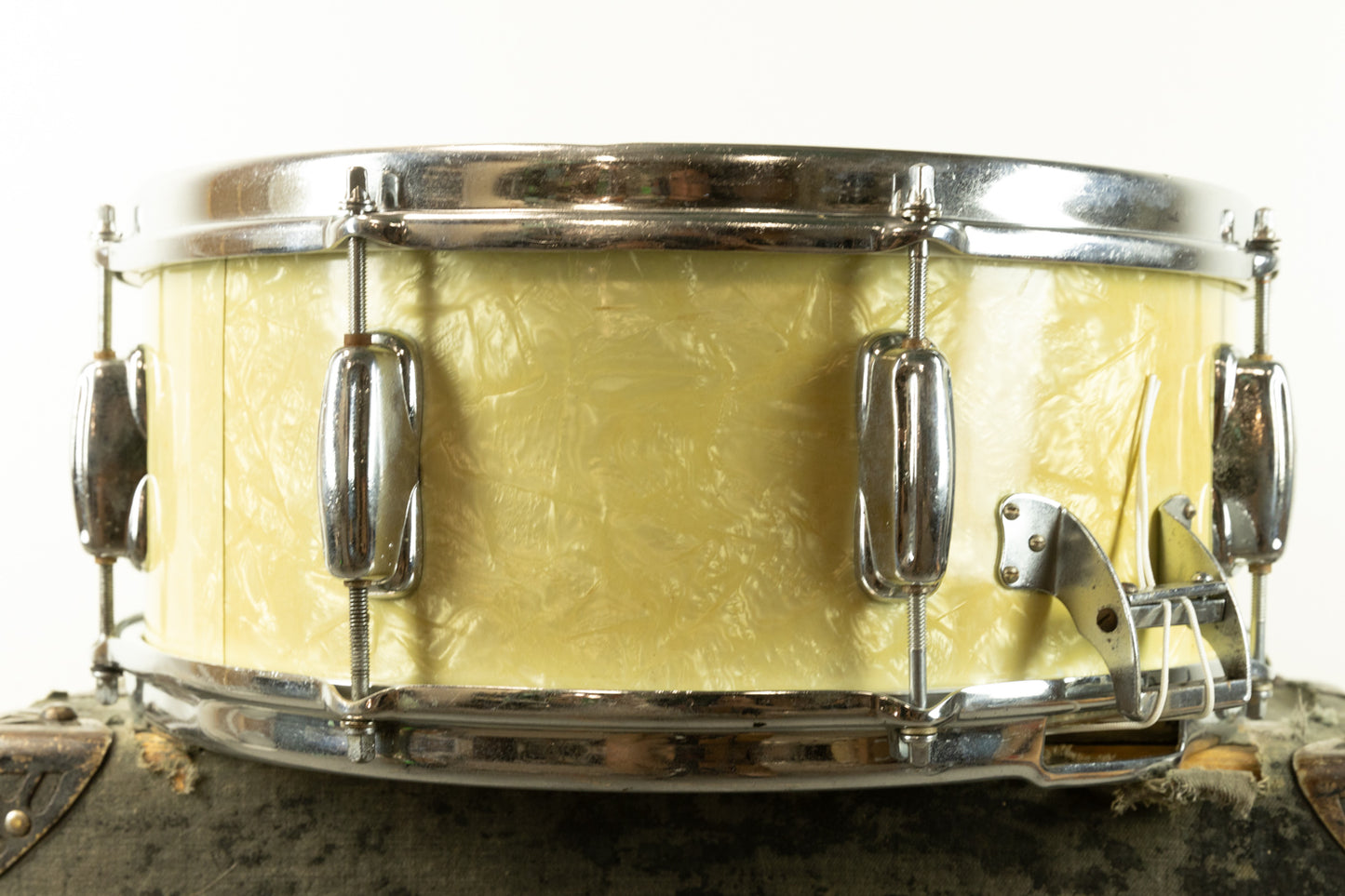 1950s Slingerland 5.5x14 White Marine Pearl Gene Krupa Radio King Snare Drum