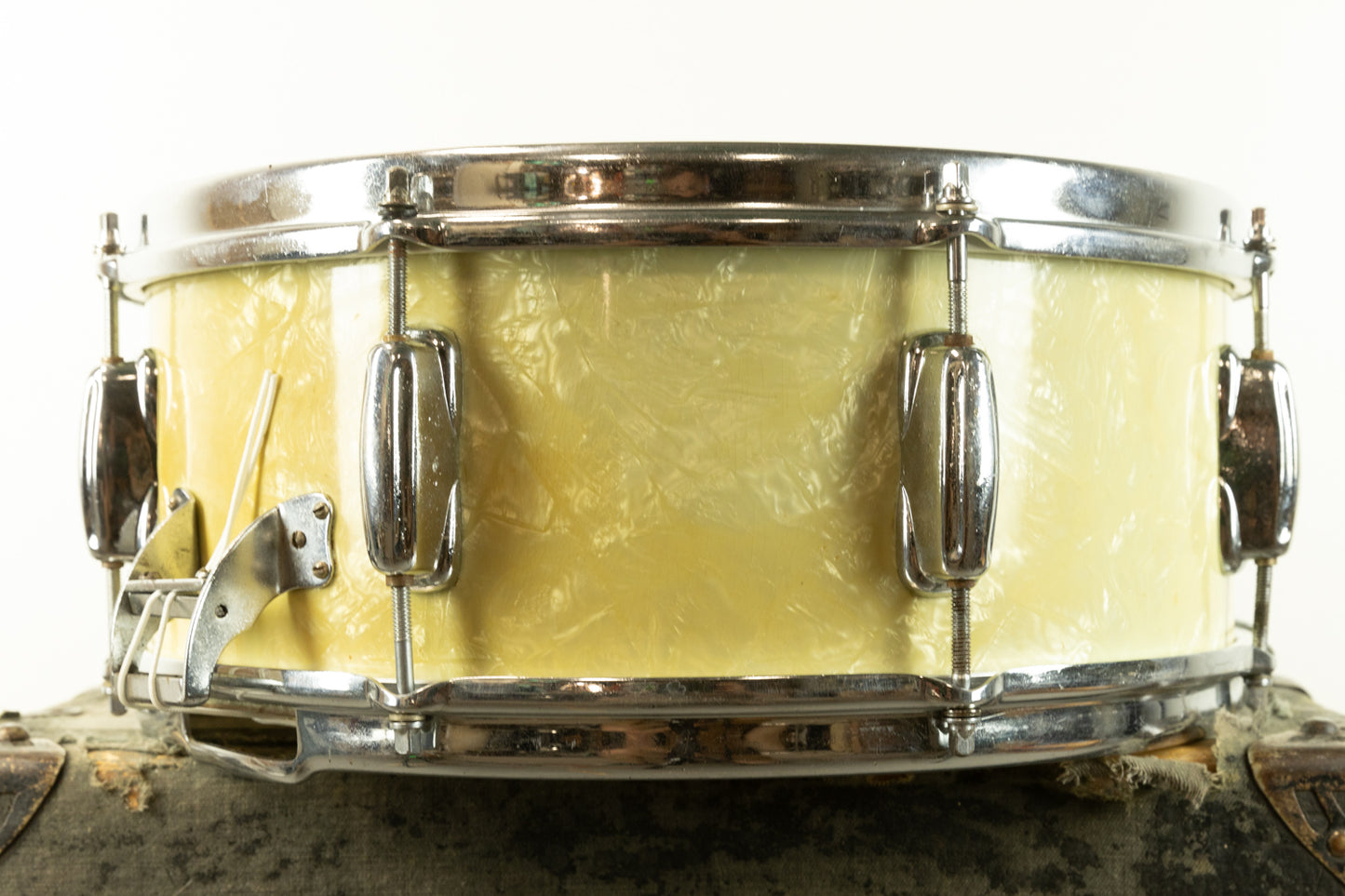 1950s Slingerland 5.5x14 White Marine Pearl Gene Krupa Radio King Snare Drum