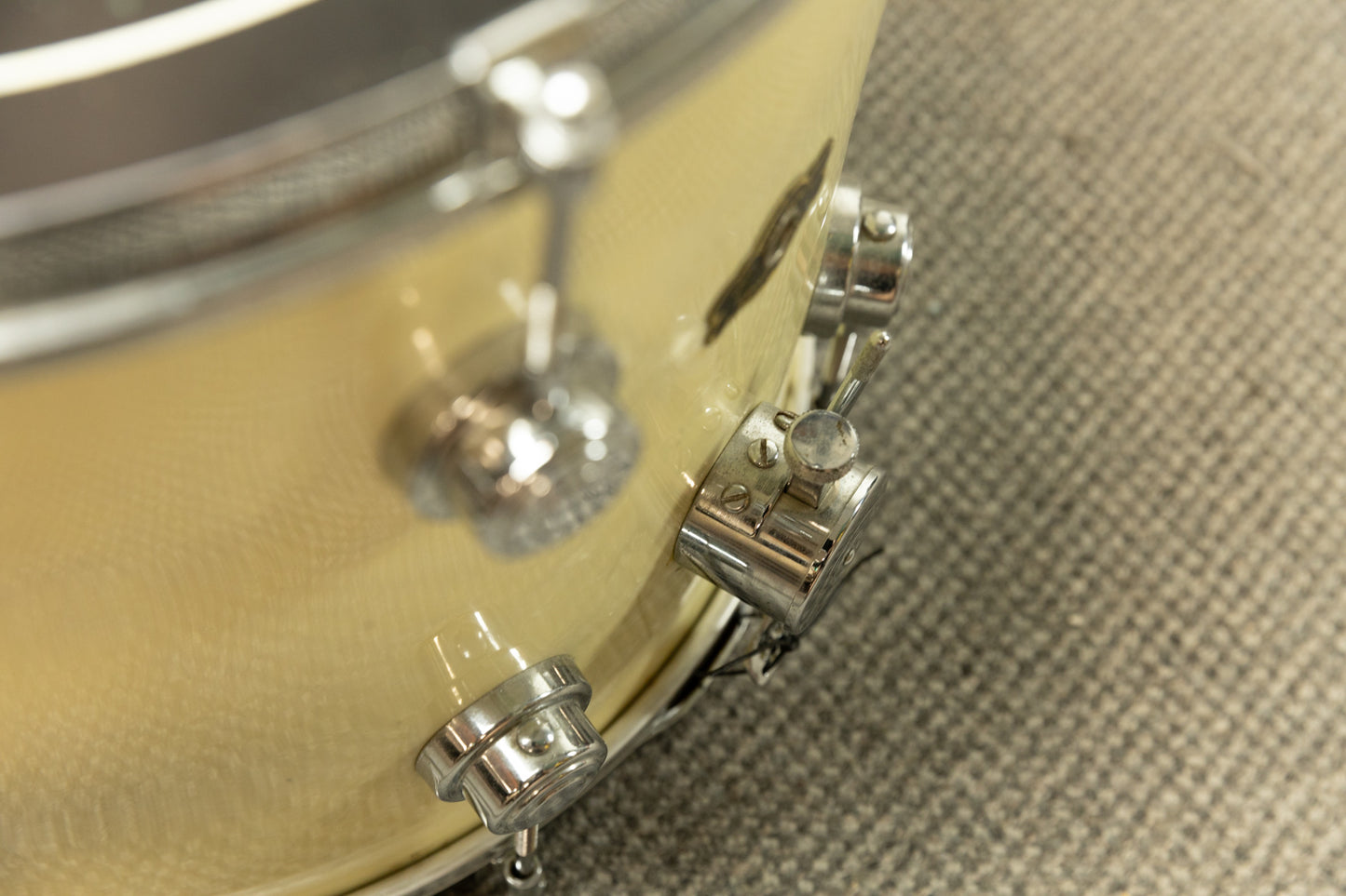 1950s George Way 12x15 Aristocrat "Parade Model" White Marine Pearl Snare Drum