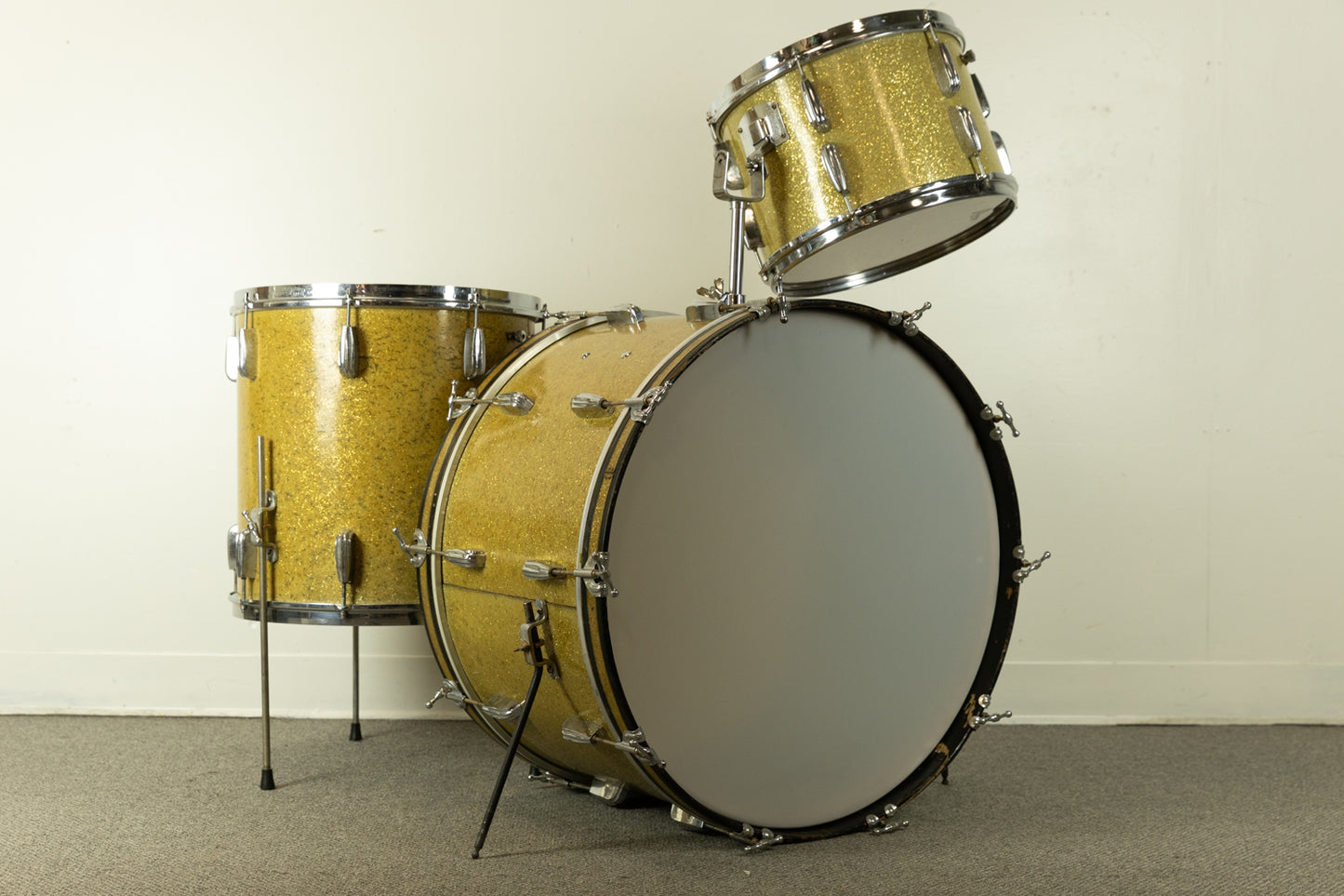 1950s Slingerland Sparkling Gold Gene Krupa Deluxe Radio King Ensemble Drum Set