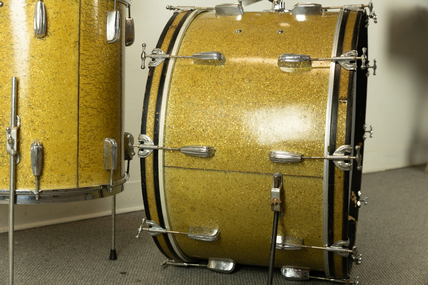 1950s Slingerland Sparkling Gold Gene Krupa Deluxe Radio King Ensemble Drum Set