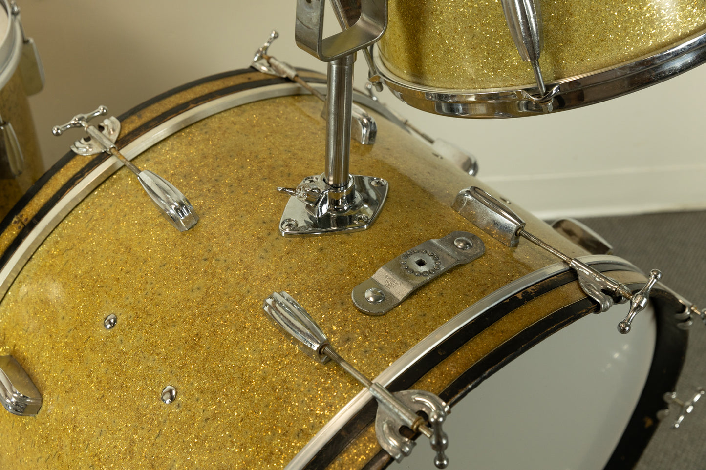 1950s Slingerland Sparkling Gold Gene Krupa Deluxe Radio King Ensemble Drum Set