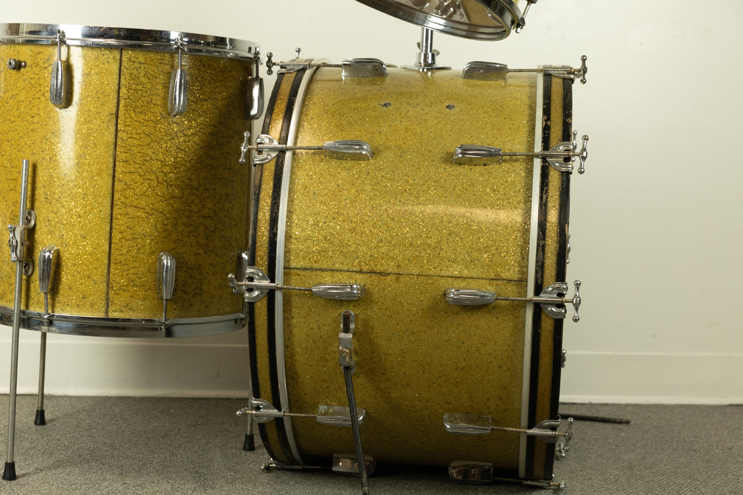 1950s Slingerland Sparkling Gold Gene Krupa Deluxe Radio King Ensemble Drum Set
