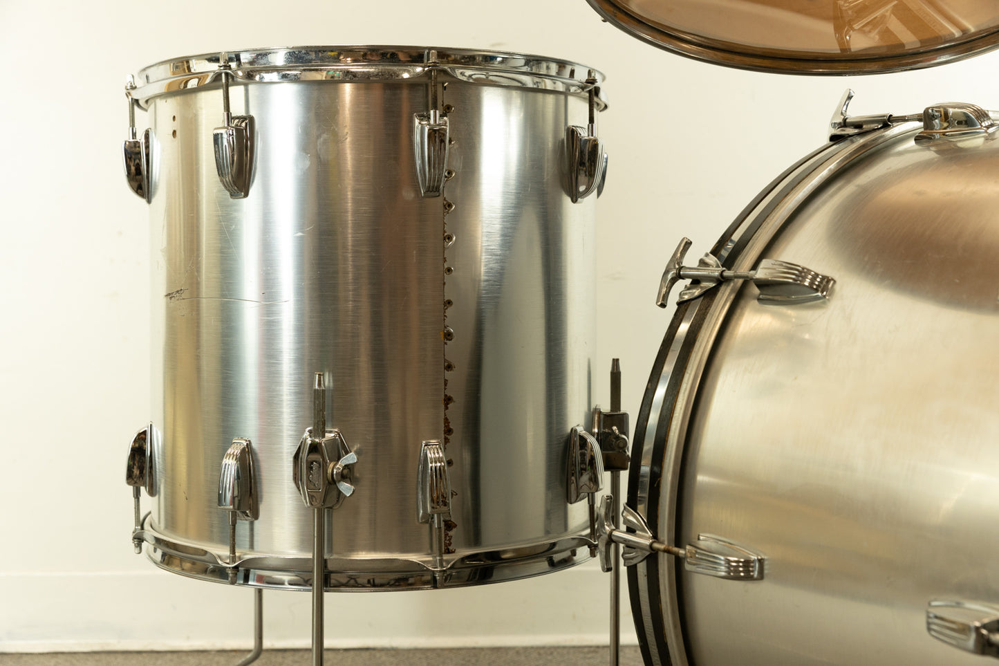 1980s Ludwig Brushed Silver "Big Beat" Drum Set