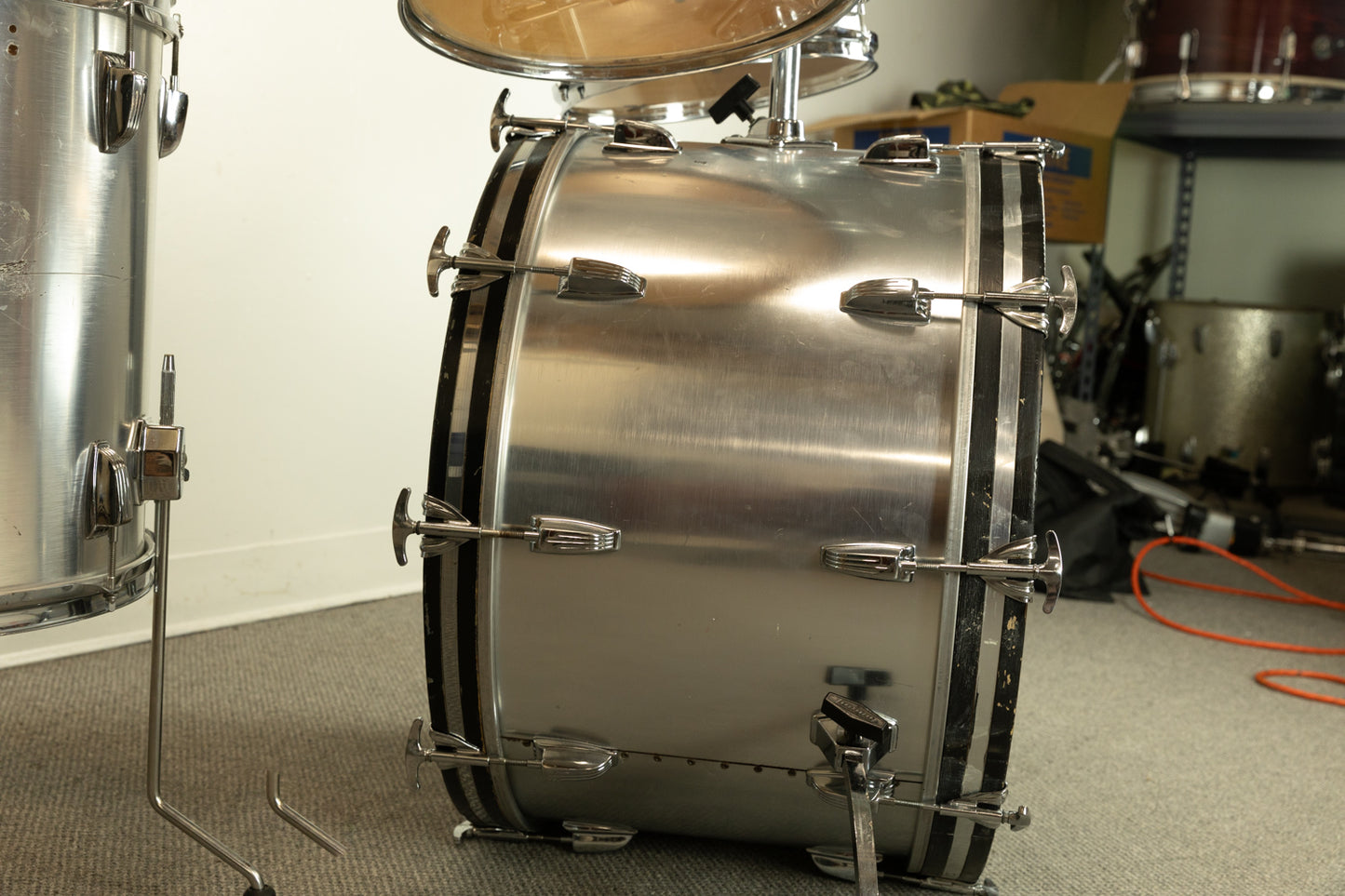 1980s Ludwig Brushed Silver "Big Beat" Drum Set