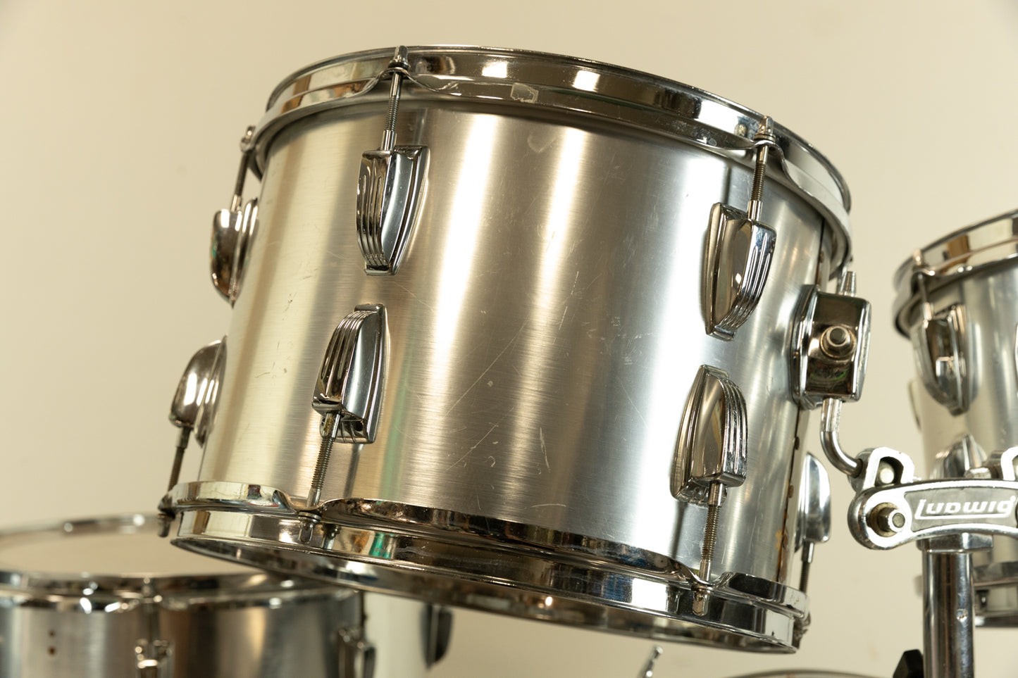 1980s Ludwig Brushed Silver "Big Beat" Drum Set