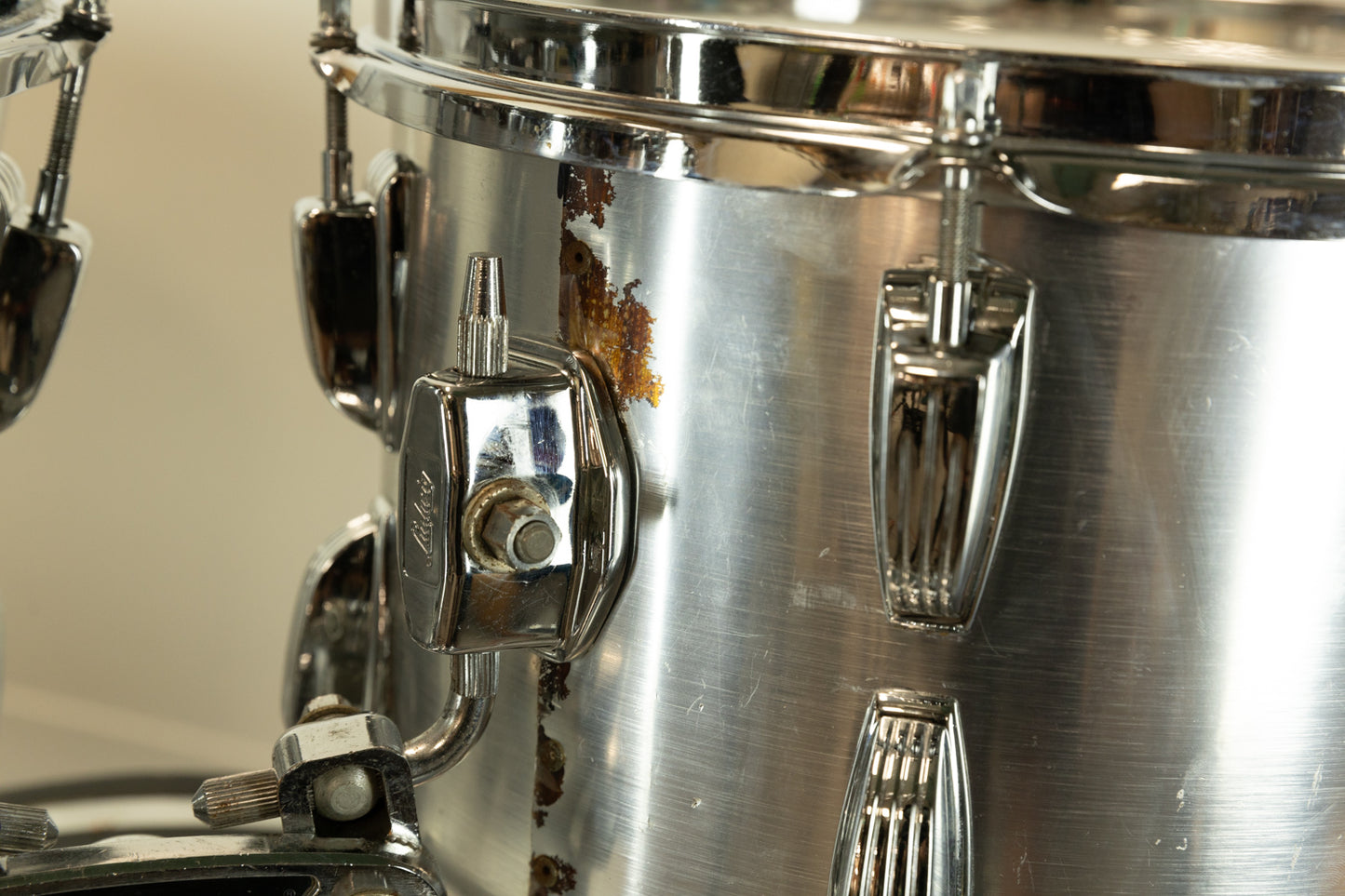 1980s Ludwig Brushed Silver "Big Beat" Drum Set