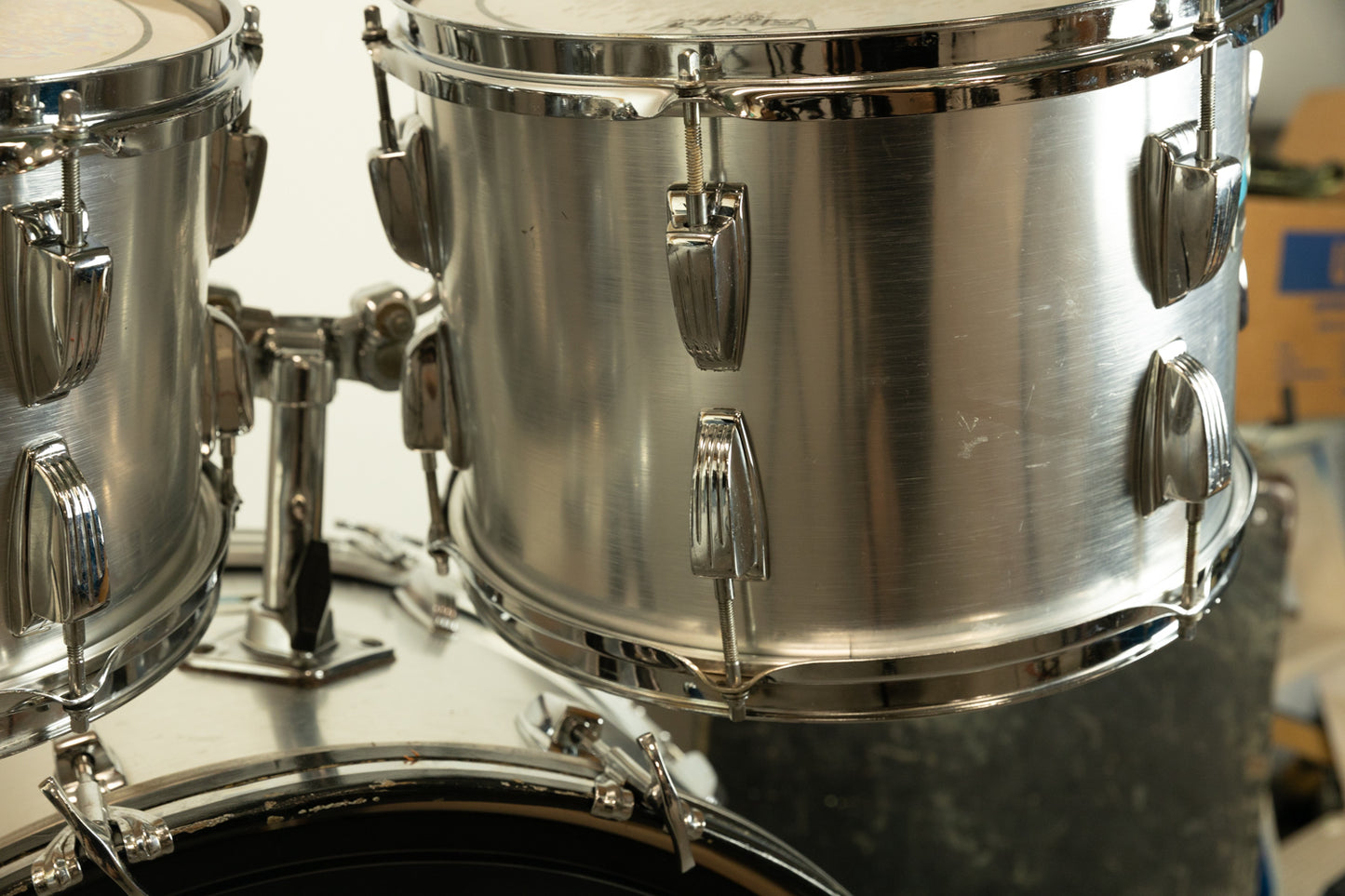 1980s Ludwig Brushed Silver "Big Beat" Drum Set
