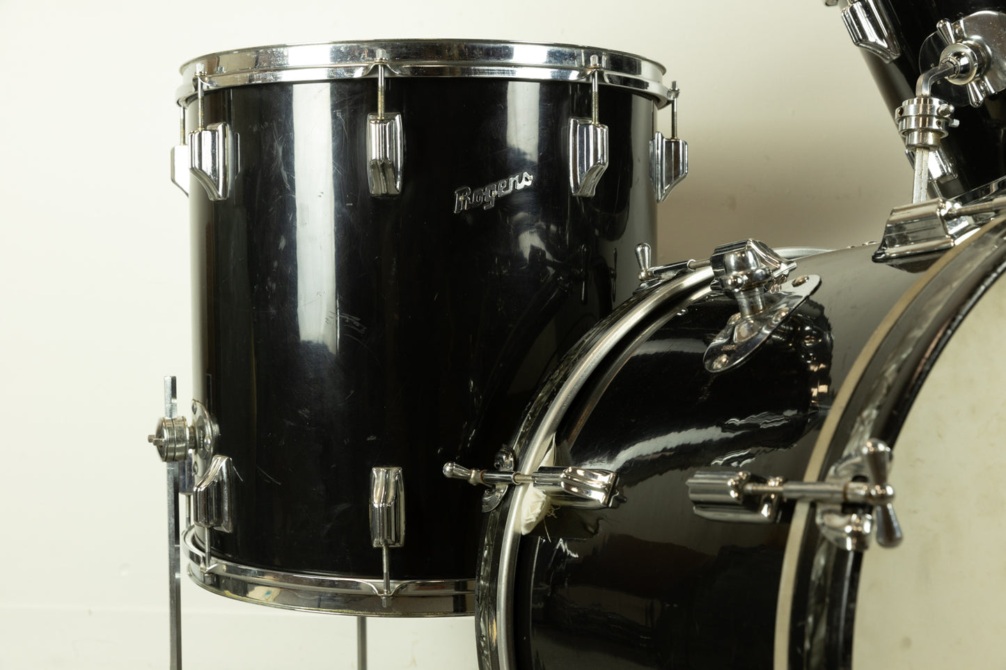 1960s Rogers Jet Black Pearl "Headliner" 14x20 9x13 and 16x16 Drum Set