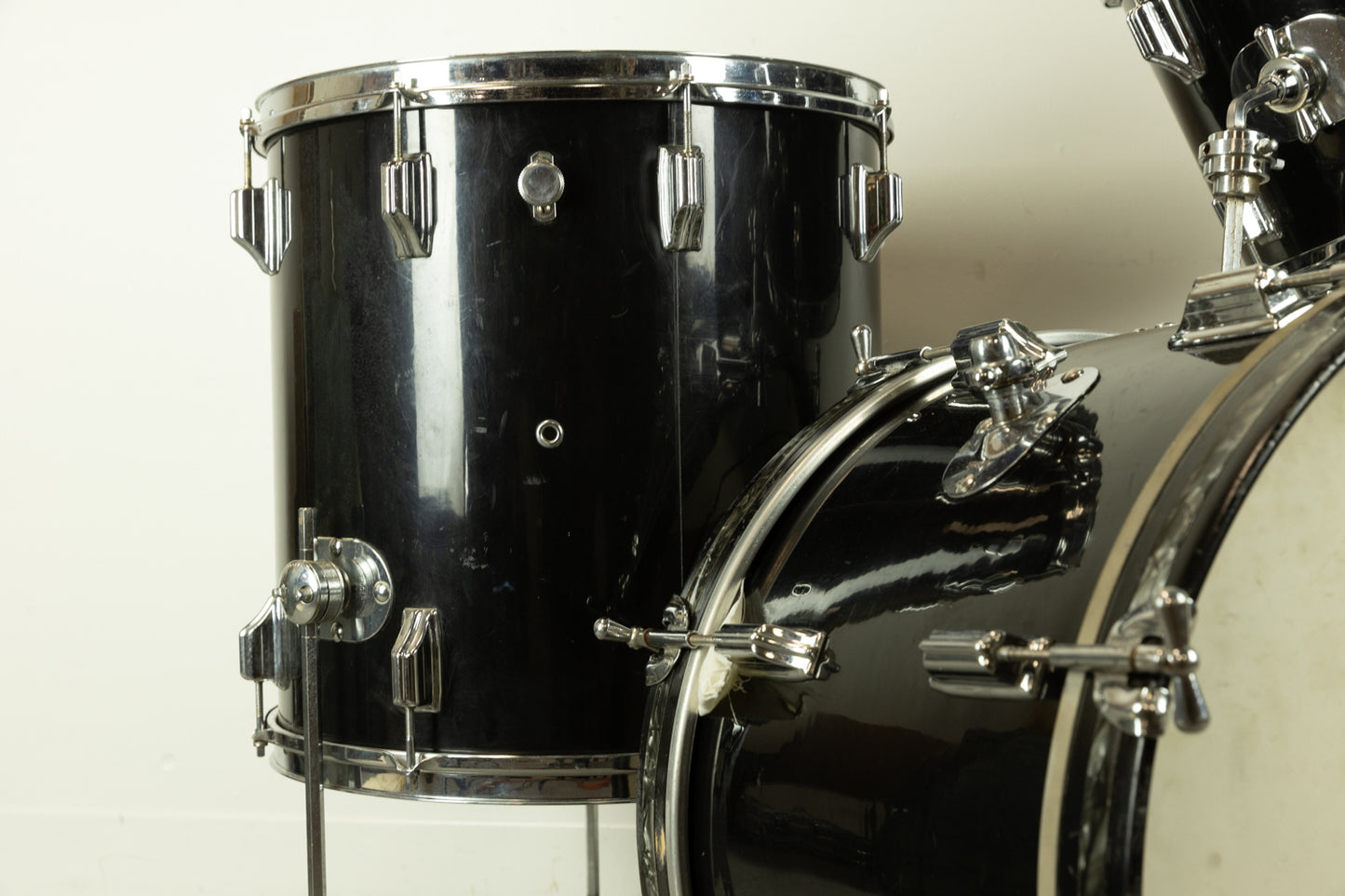 1960s Rogers Jet Black Pearl "Headliner" 14x20 9x13 and 16x16 Drum Set