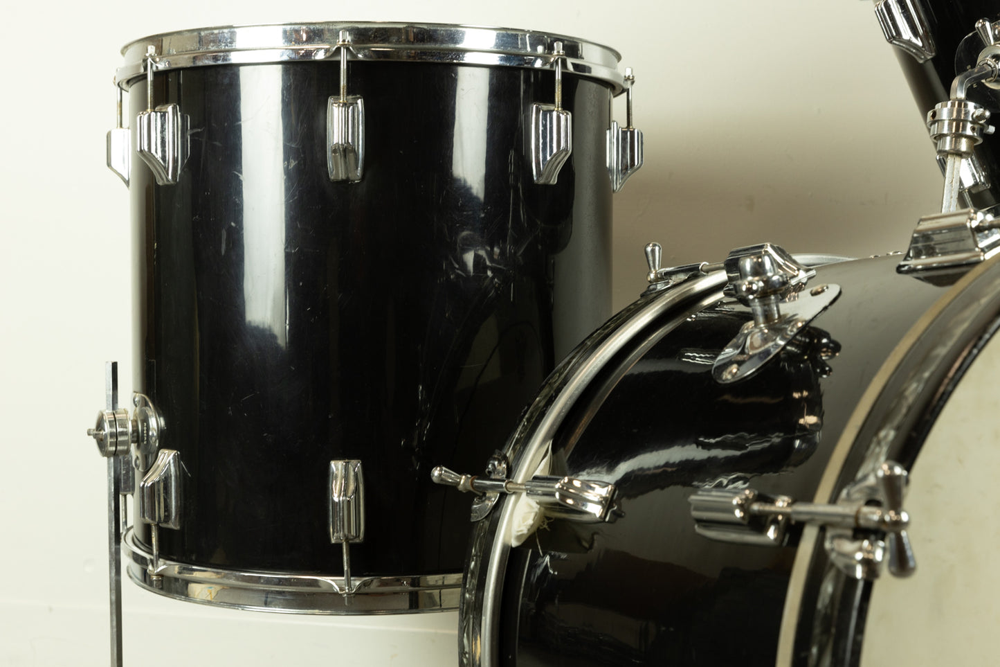 1960s Rogers Jet Black Pearl "Headliner" 14x20 9x13 and 16x16 Drum Set