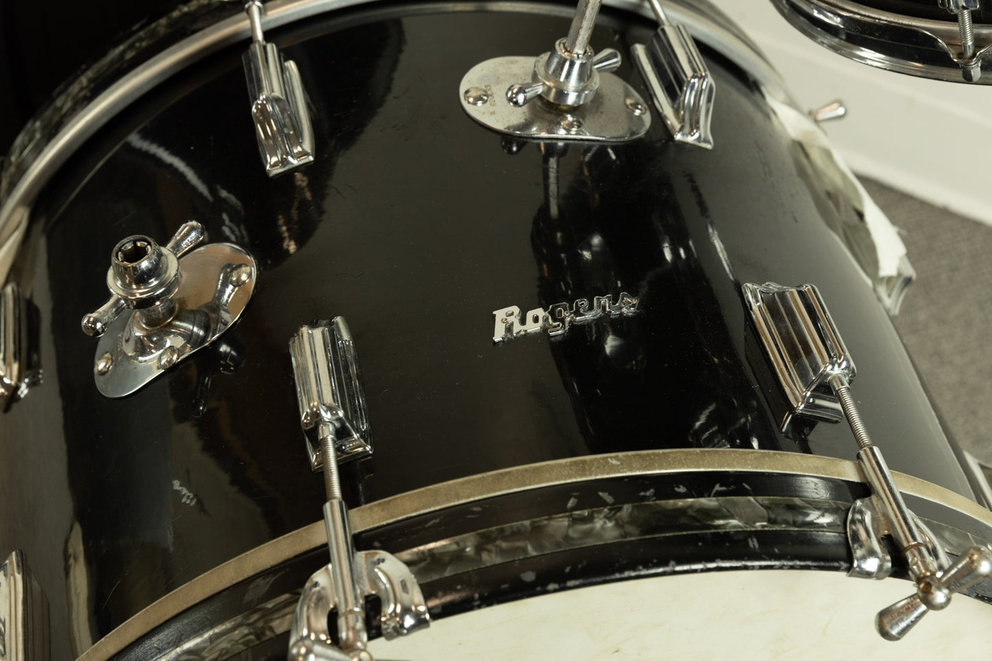 1960s Rogers Jet Black Pearl "Headliner" 14x20 9x13 and 16x16 Drum Set