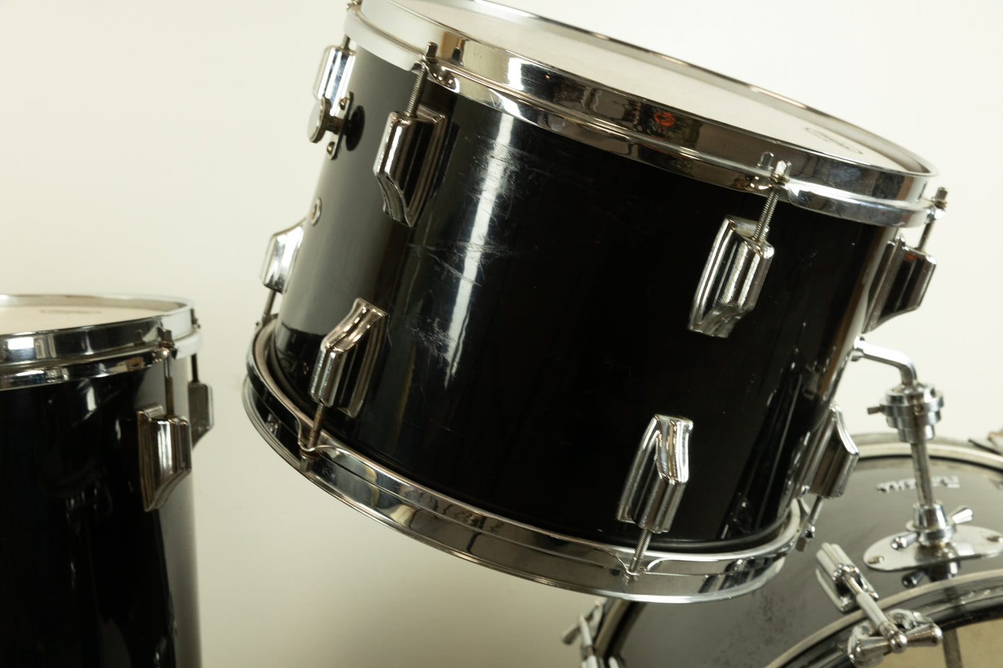 1960s Rogers Jet Black Pearl "Headliner" 14x20 9x13 and 16x16 Drum Set