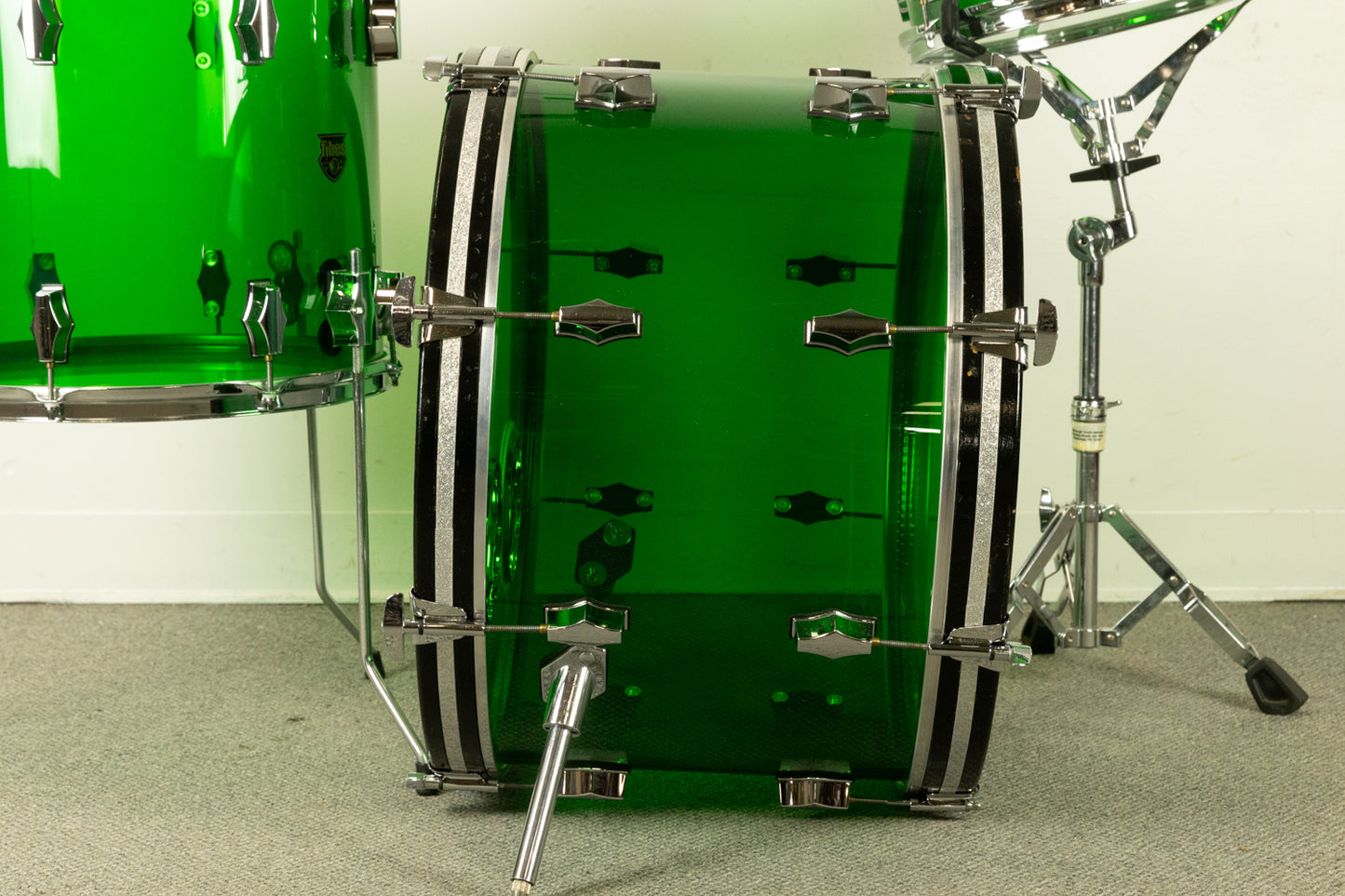 2000s Fibes Green Crystalite Drum Set