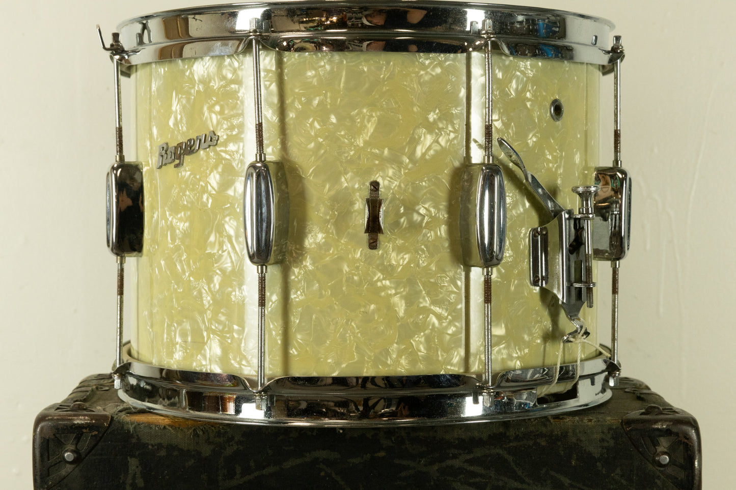 1960s Rogers 10x14 Cambridge White Marine Pearl Snare Drum
