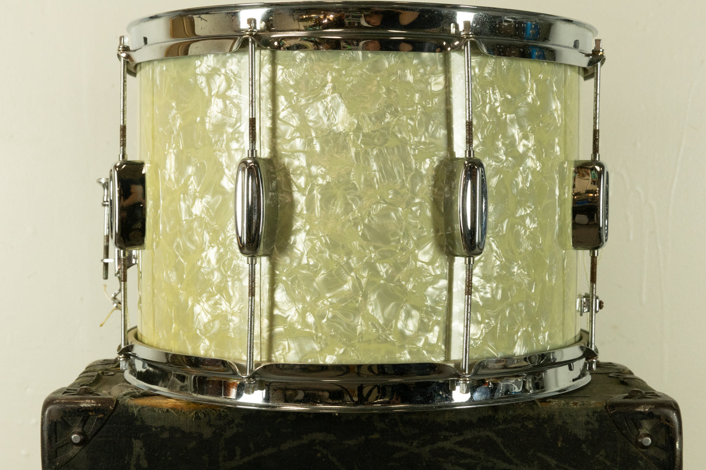 1960s Rogers 10x14 Cambridge White Marine Pearl Snare Drum