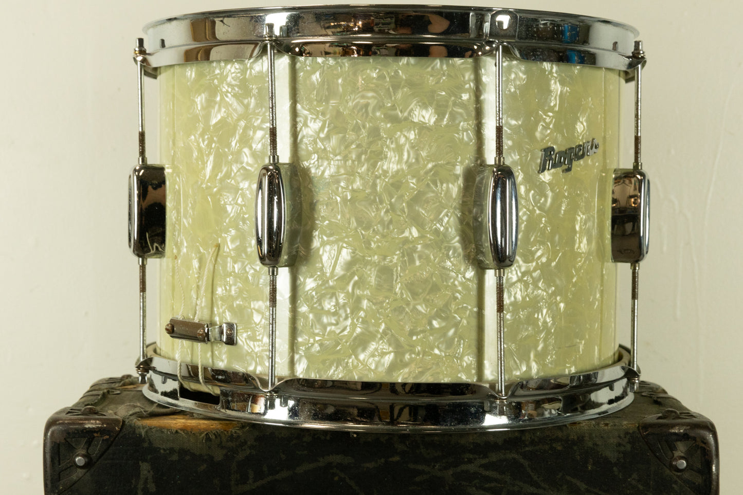 1960s Rogers 10x14 Cambridge White Marine Pearl Snare Drum