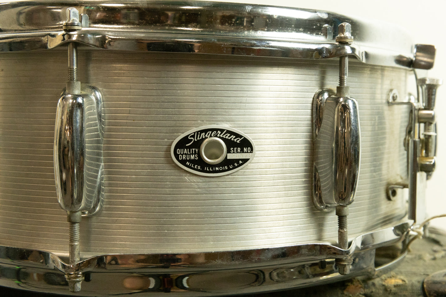 1970s Slingerland 5x14 Ribbed Aluminum Snare Drum