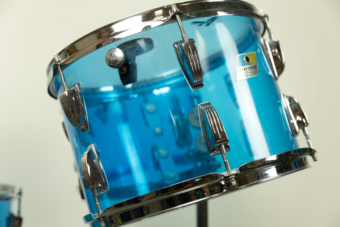 1970s Ludwig Blue Vistalite 14x22 8x12 9x13 and 16x16 Big Beat Drum Set
