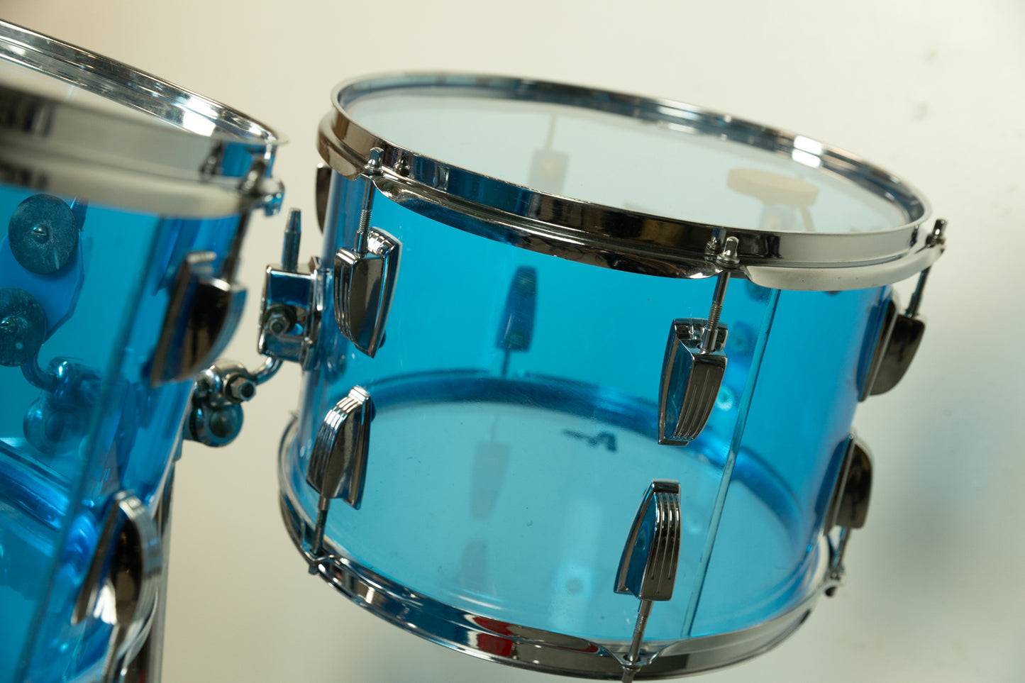 1970s Ludwig Blue Vistalite 14x22 8x12 9x13 and 16x16 Big Beat Drum Set