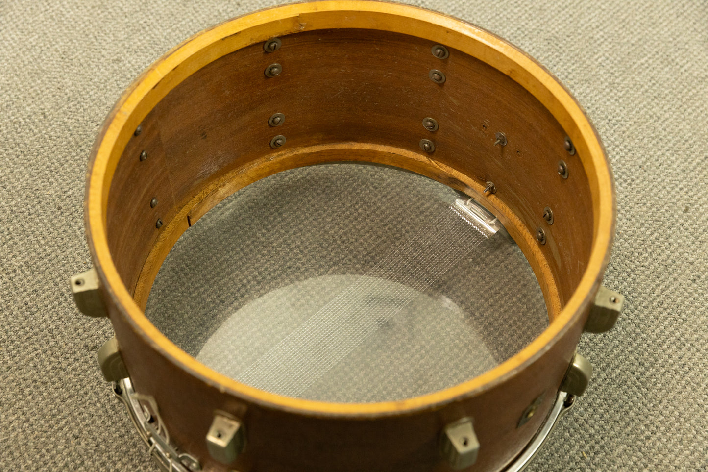 1950s Leedy 8x15 "Concert King" Natural Mahogany Snare Drum