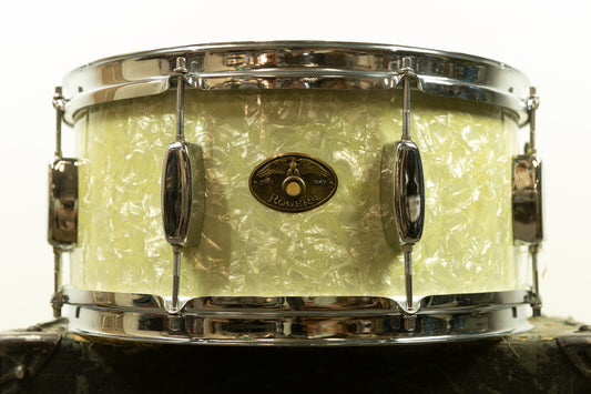 1950s Rogers 6.5x14 White Marine Pearl Holiday Snare Drum