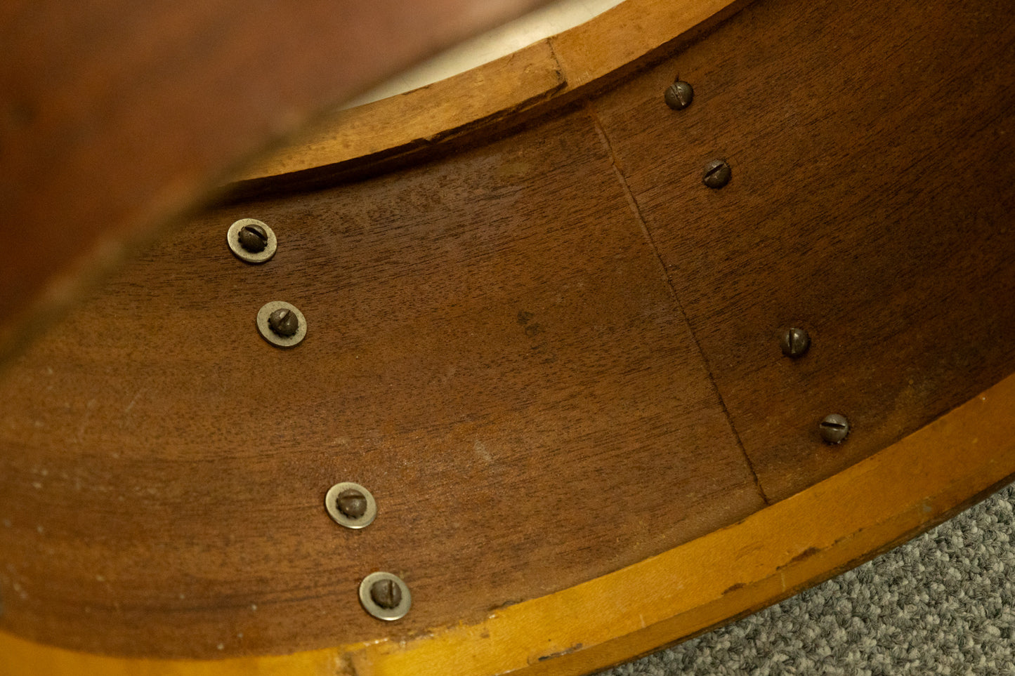 1950s Leedy 8x15 "Concert King" Natural Mahogany Snare Drum