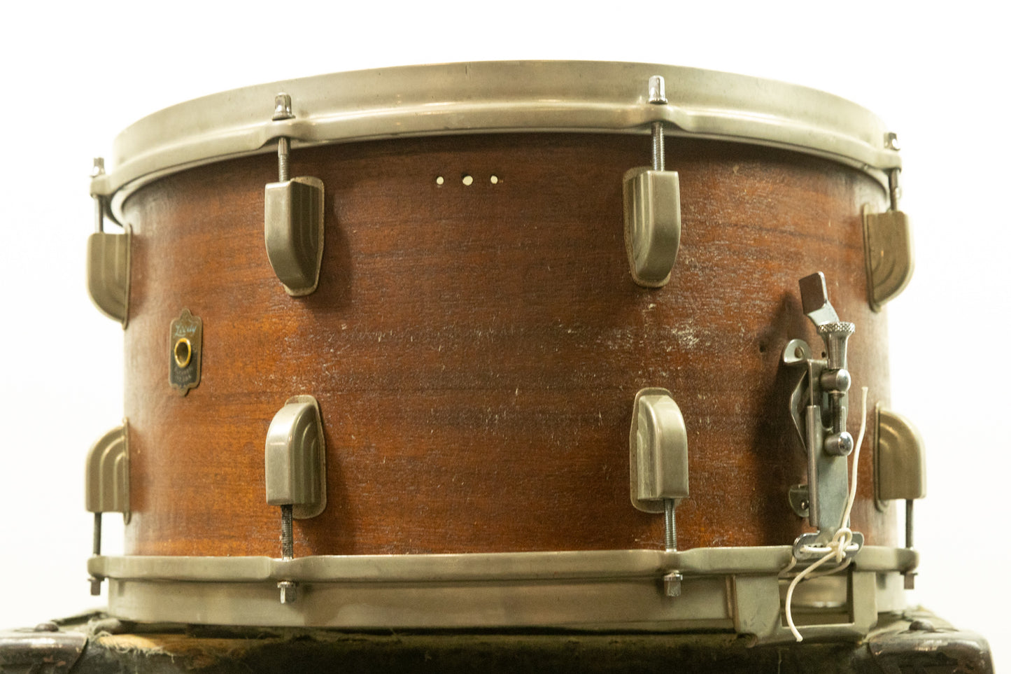 1950s Leedy 8x15 "Concert King" Natural Mahogany Snare Drum