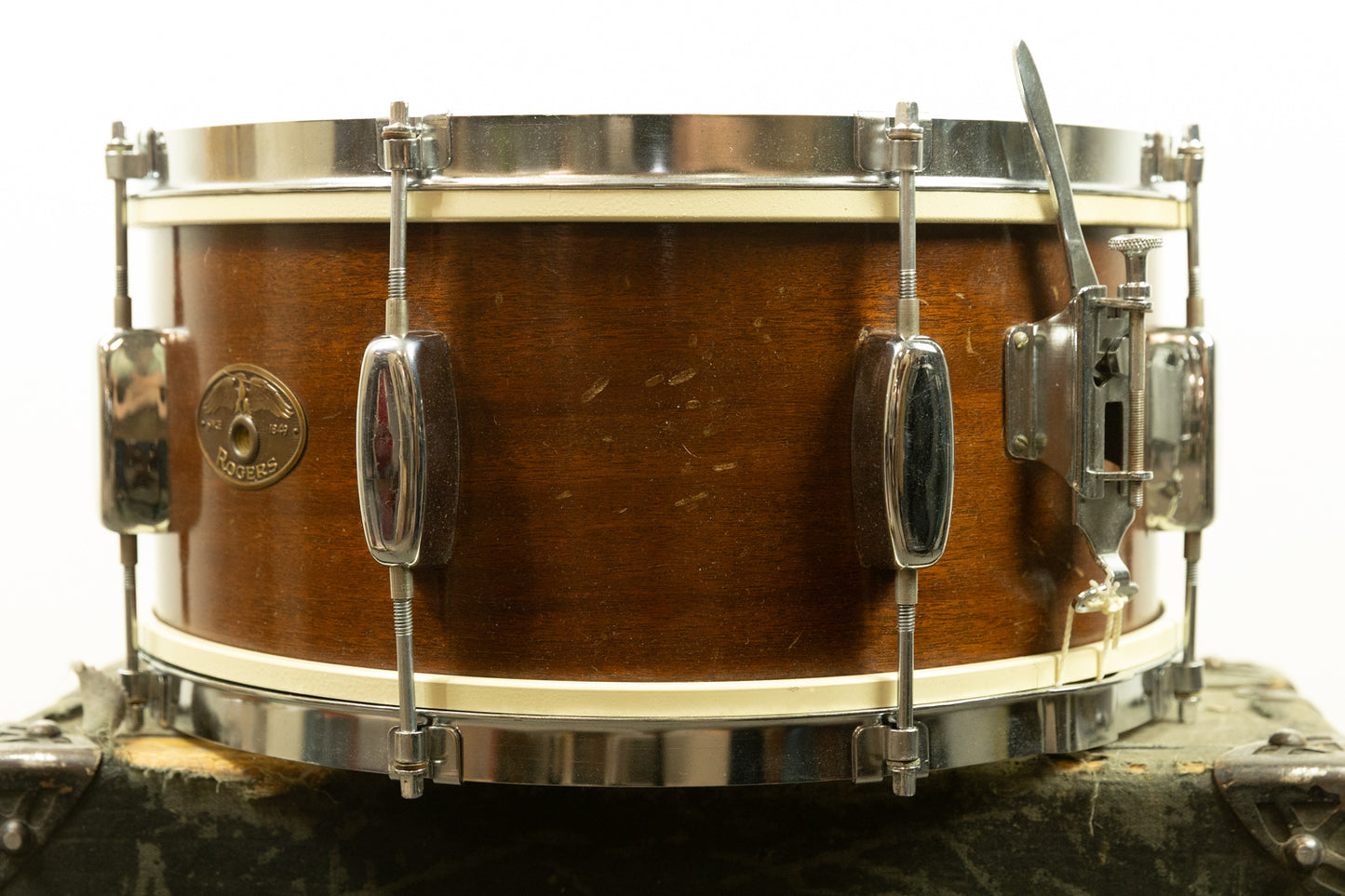 1950s Rogers 6.5x14 Monitor Natural Mahogany Snare Drum