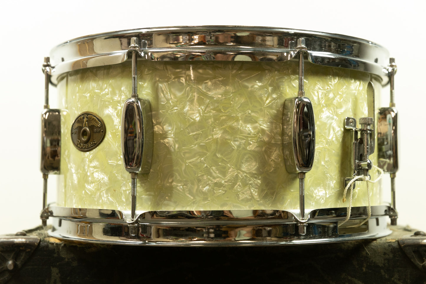 1950s Rogers 6.5x14 White Marine Pearl Holiday Snare Drum