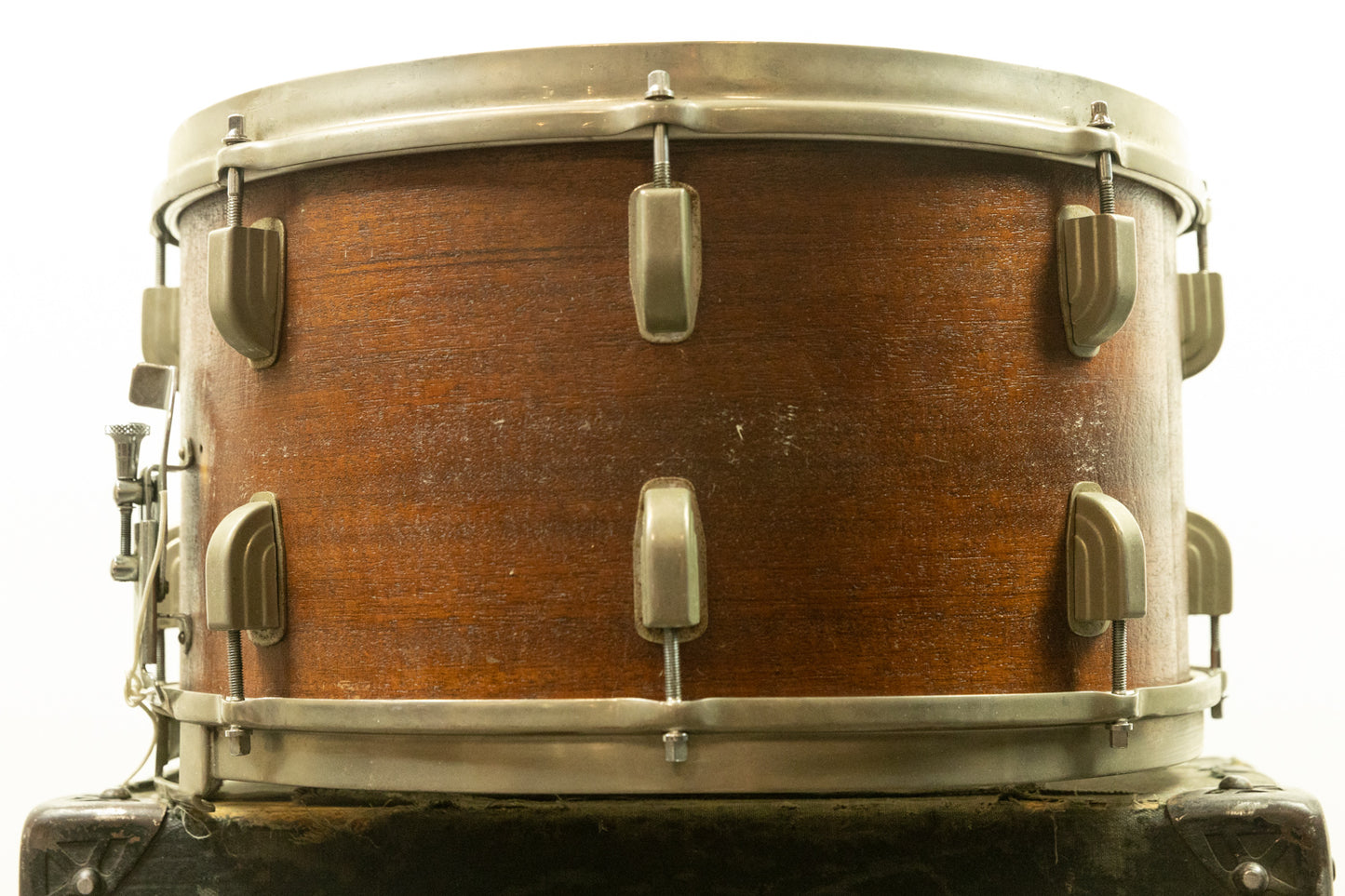 1950s Leedy 8x15 "Concert King" Natural Mahogany Snare Drum