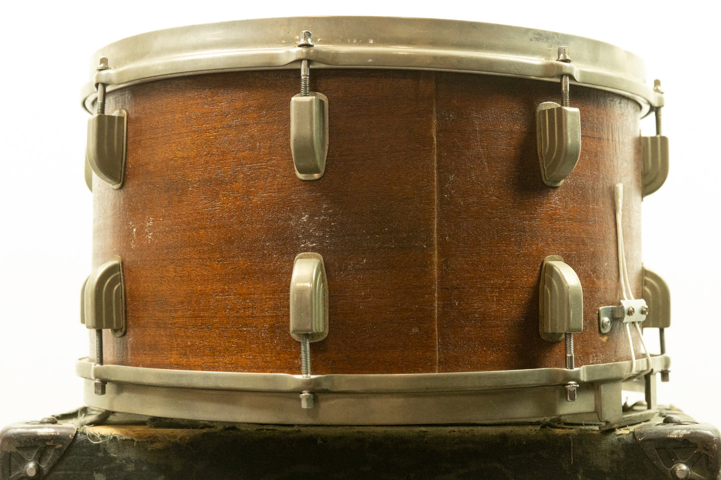1950s Leedy 8x15 "Concert King" Natural Mahogany Snare Drum