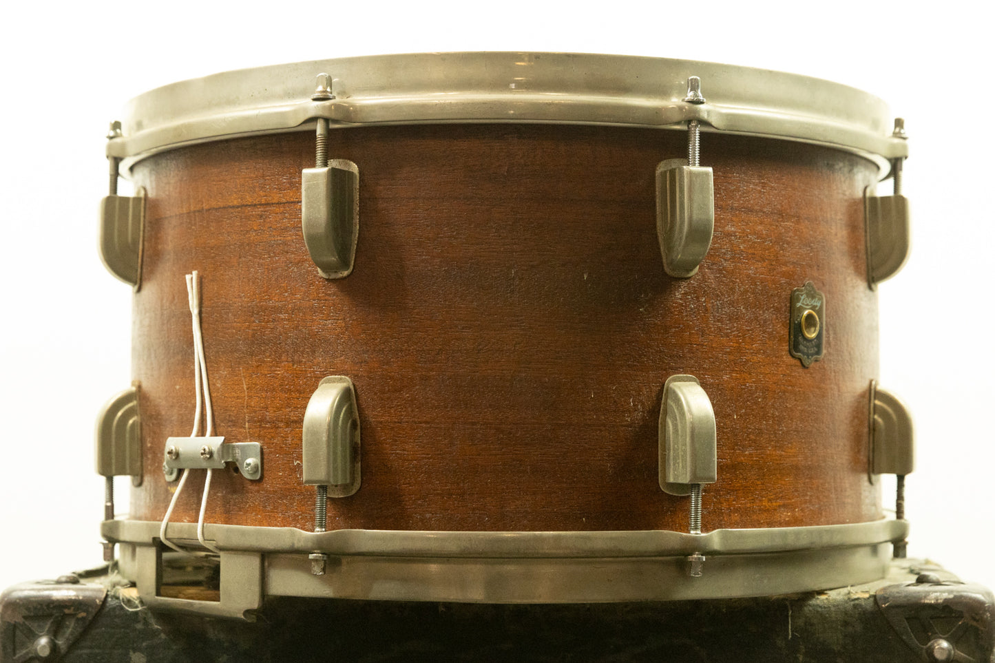 1950s Leedy 8x15 "Concert King" Natural Mahogany Snare Drum