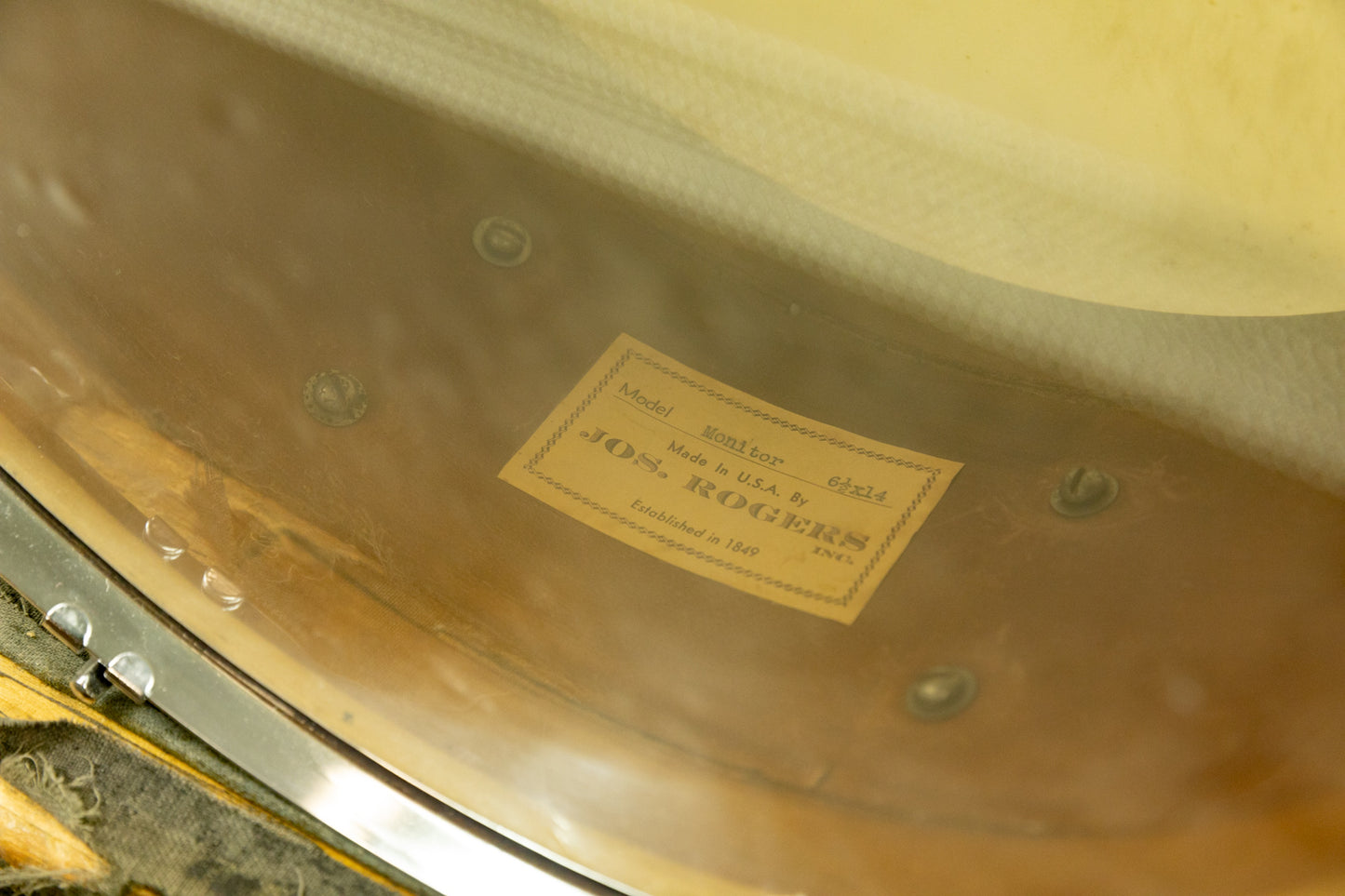 1950s Rogers 6.5x14 Monitor Natural Mahogany Snare Drum