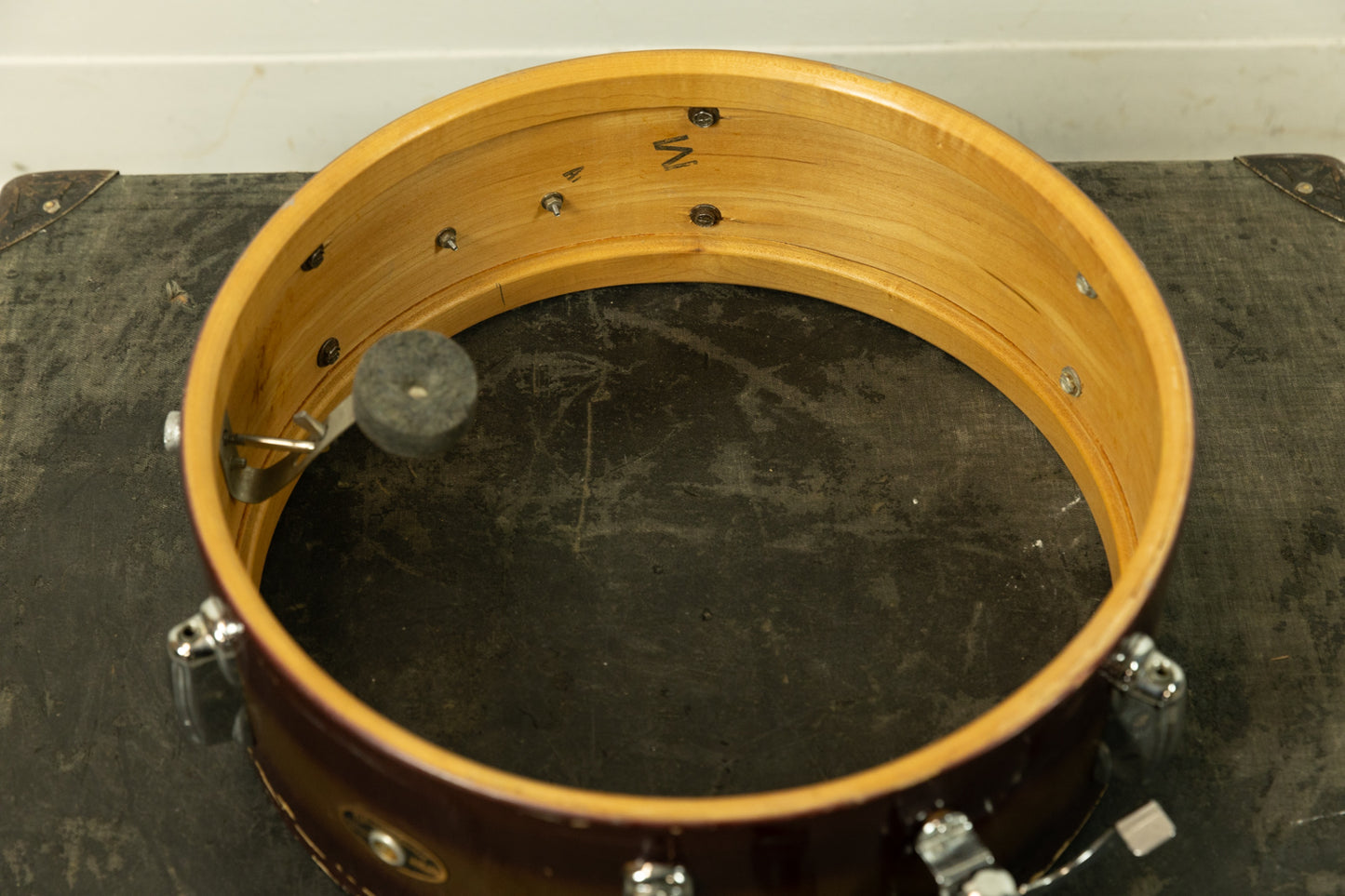 1960s Slingerland 5x14 Burgundy and Gold Duco Deluxe Student Model Snare Drum