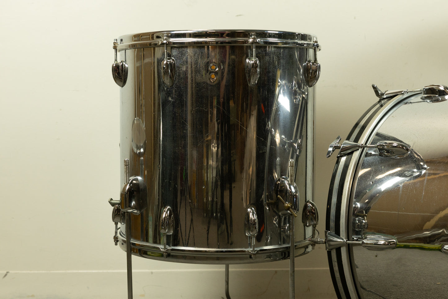 1970s Slingerland Chrome Over Wood 14x22 9x13 and 16x16 Drum Set