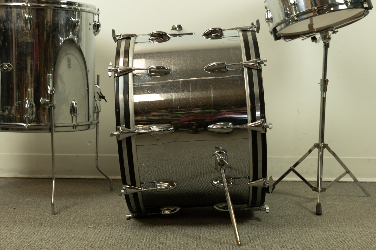 1970s Slingerland Chrome Over Wood 14x22 9x13 and 16x16 Drum Set