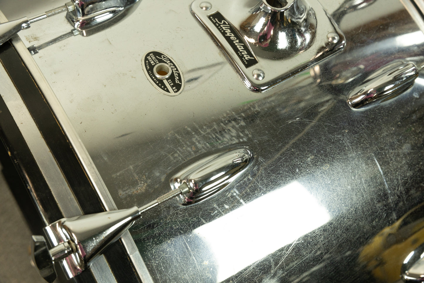 1970s Slingerland Chrome Over Wood 14x22 9x13 and 16x16 Drum Set