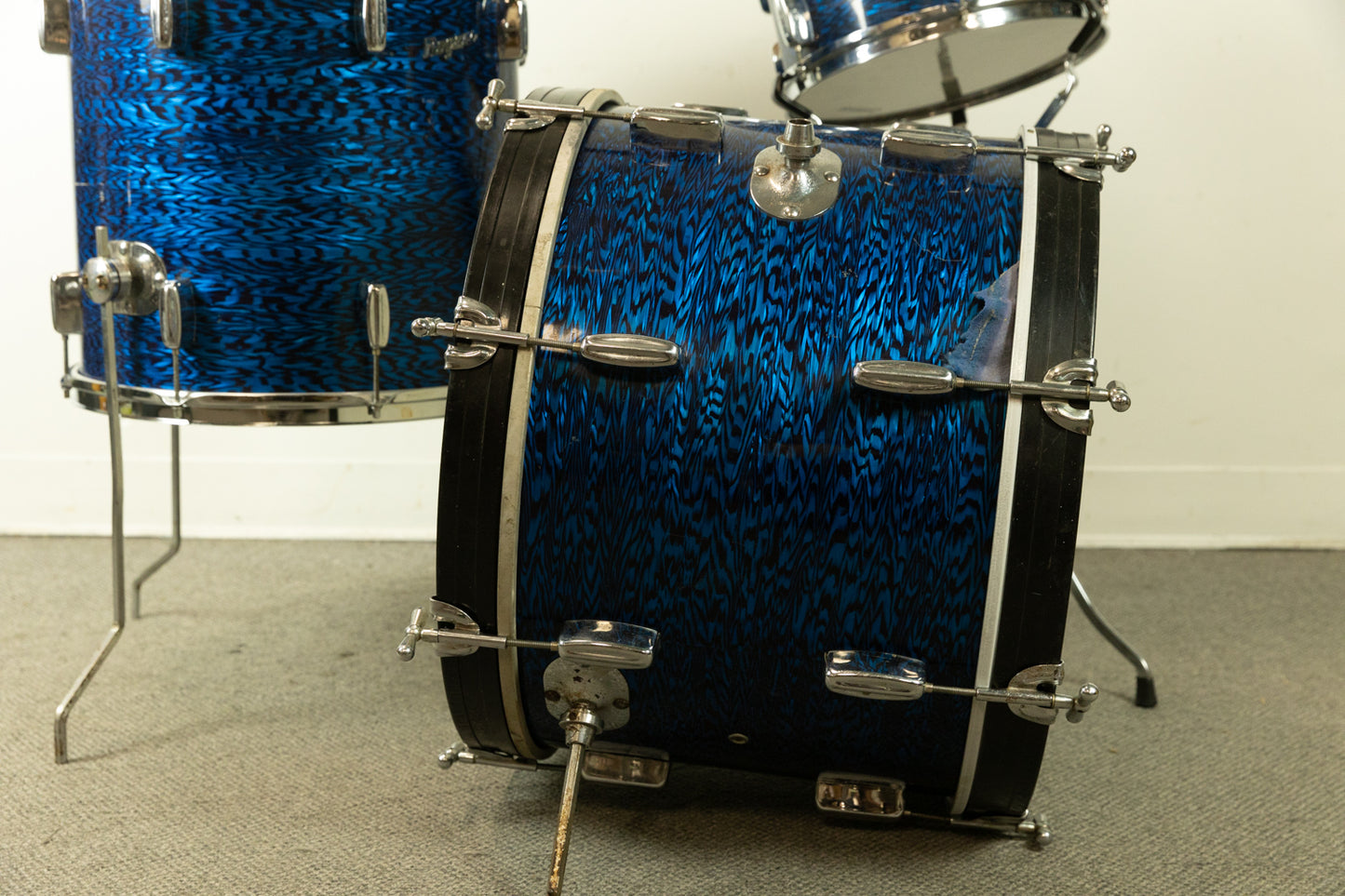 1960s Rogers Swingtime Blue Onyx Pearl Drum Set