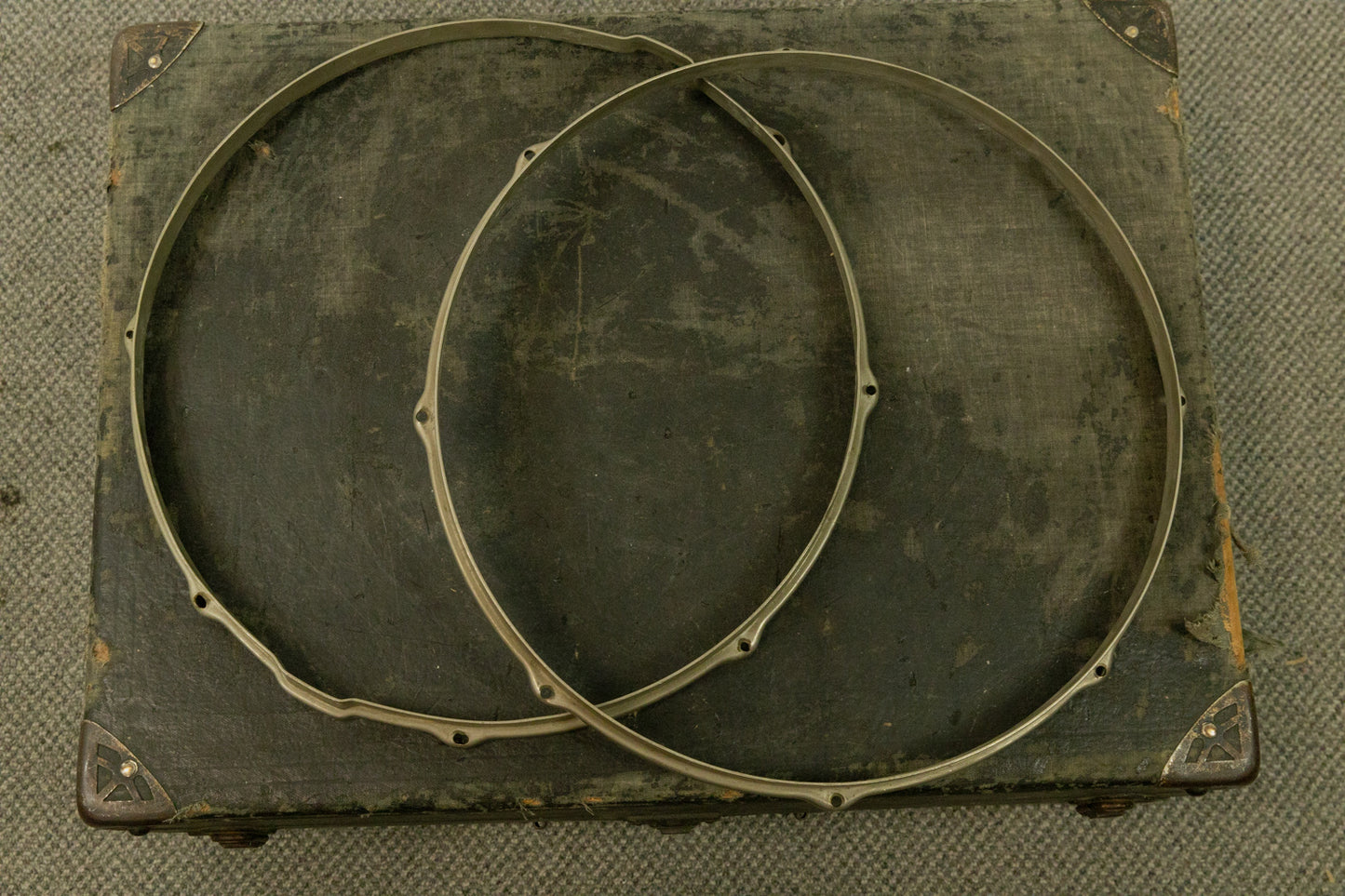 Vintage Leedy 15" Nickel Over Brass Snare Hoops (Pair)