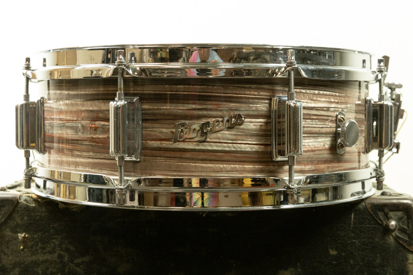 Vintage Rogers 5x14 Pink Strata Pearl Snare Drum