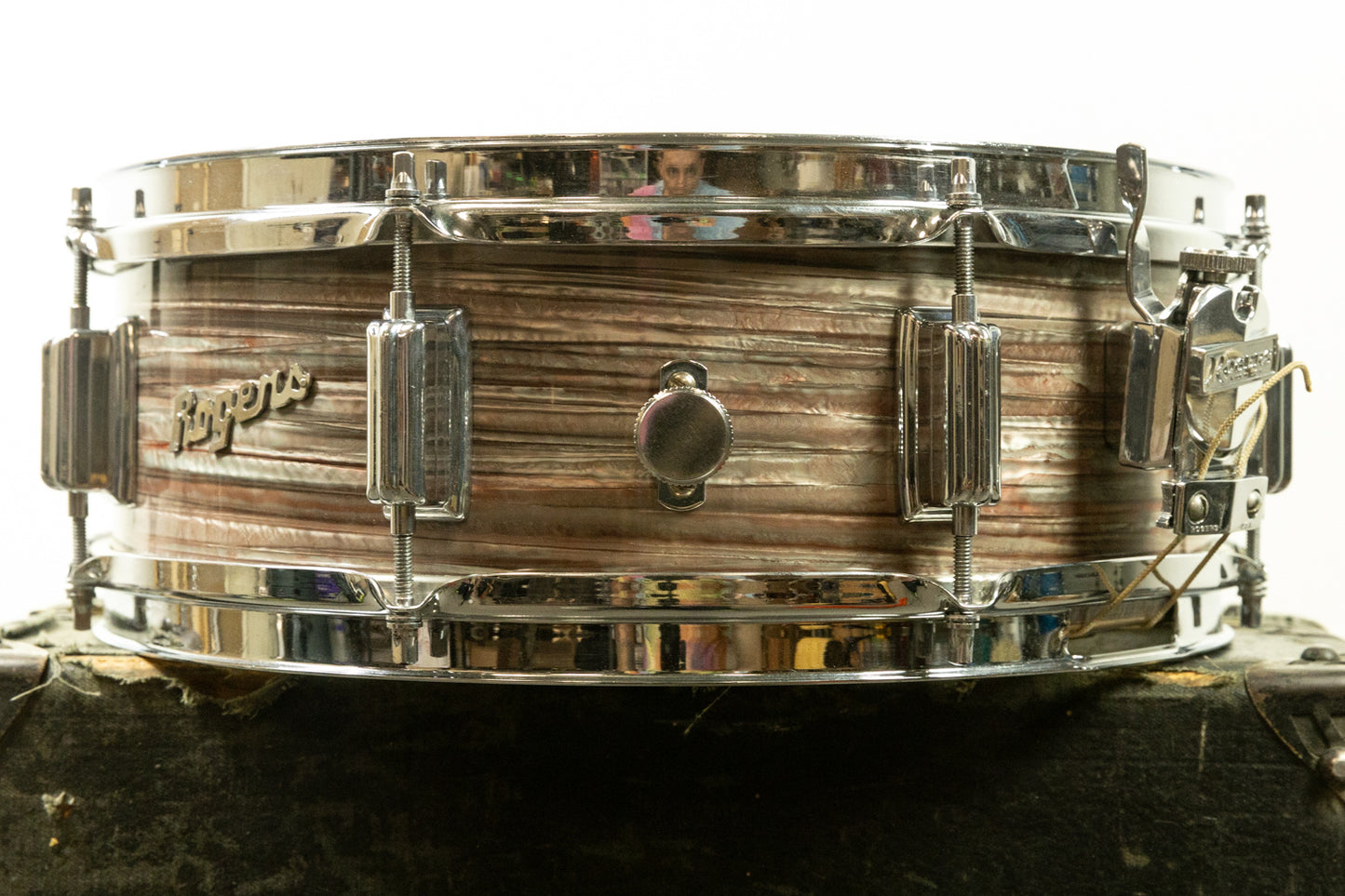 Vintage Rogers 5x14 Pink Strata Pearl Snare Drum